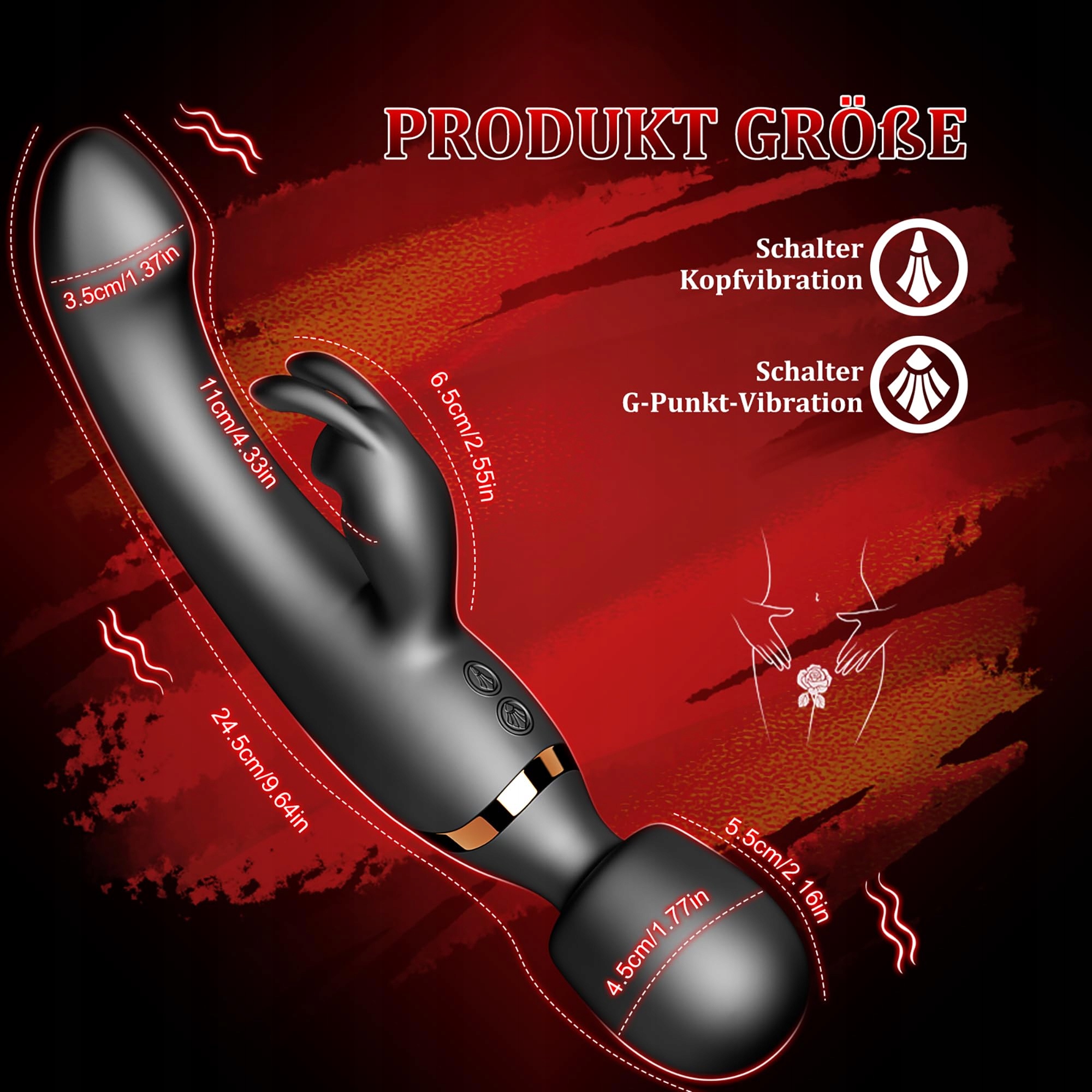 TOUNID Wibrator 3w1 Dla Kobiet G Punkt Klitoris Analny Stymulator Czarne — miniatura 2
