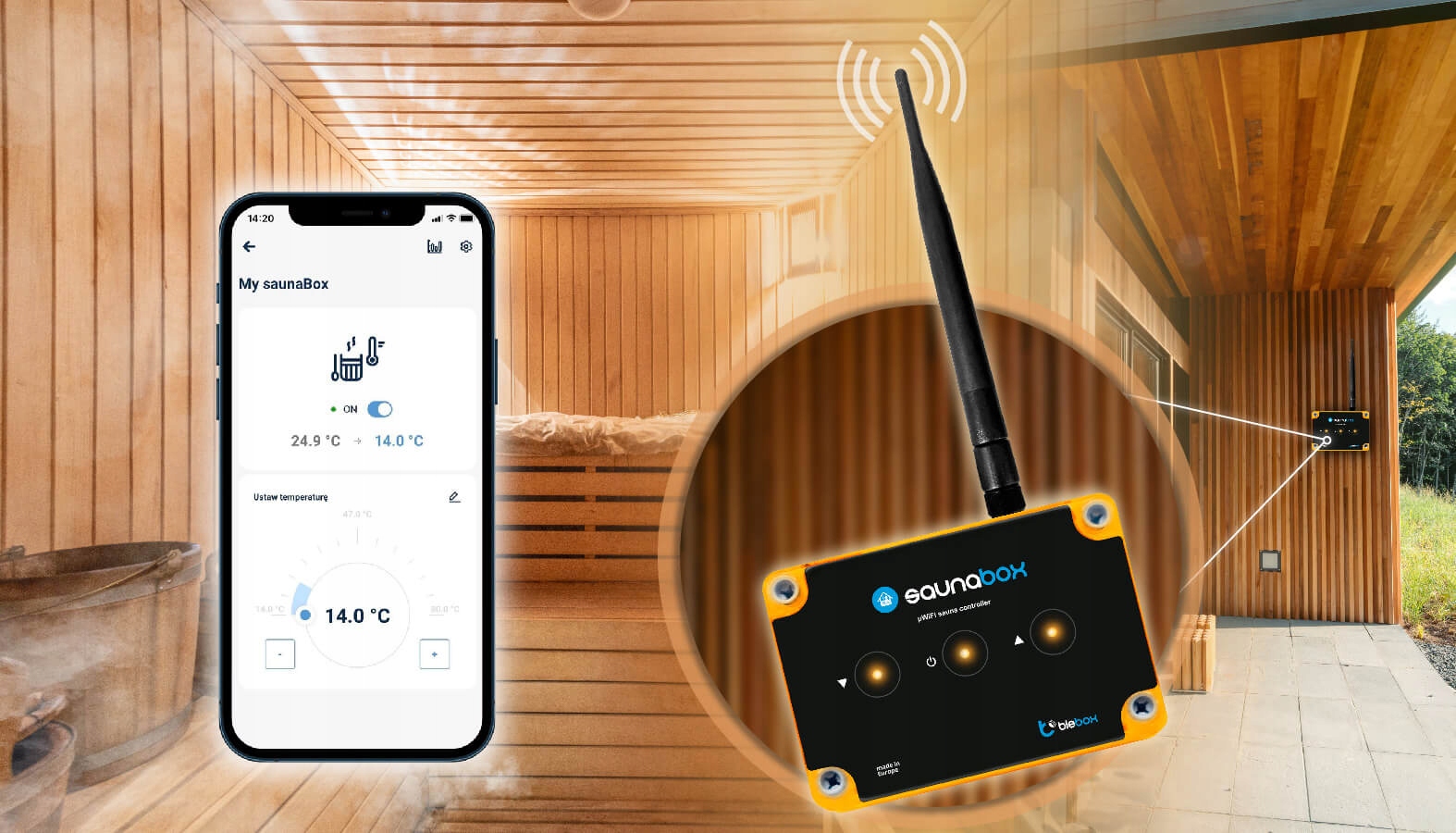 Sterownik do saun saunaBox PRO BLEBOX WiFi +antena Stan opakowania oryginalne
