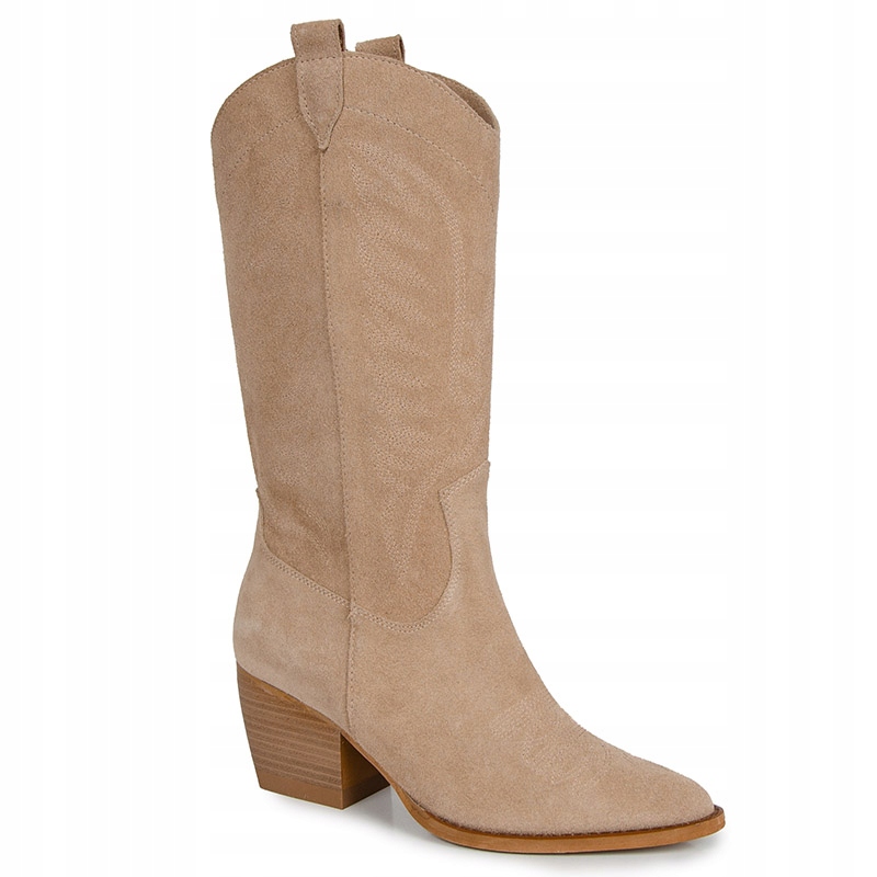 Carinii B9530 Jarní Kovbojské Boty Semišová Kůže Béžová 40
