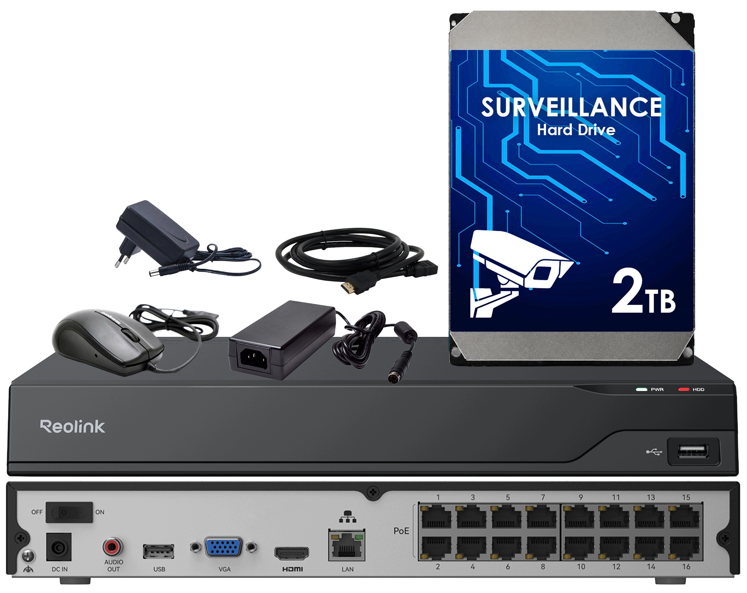 Ip rekordér pro 16 kamer do 8MP RP-PN16-NHD Reolink Náhledový disk 2TB