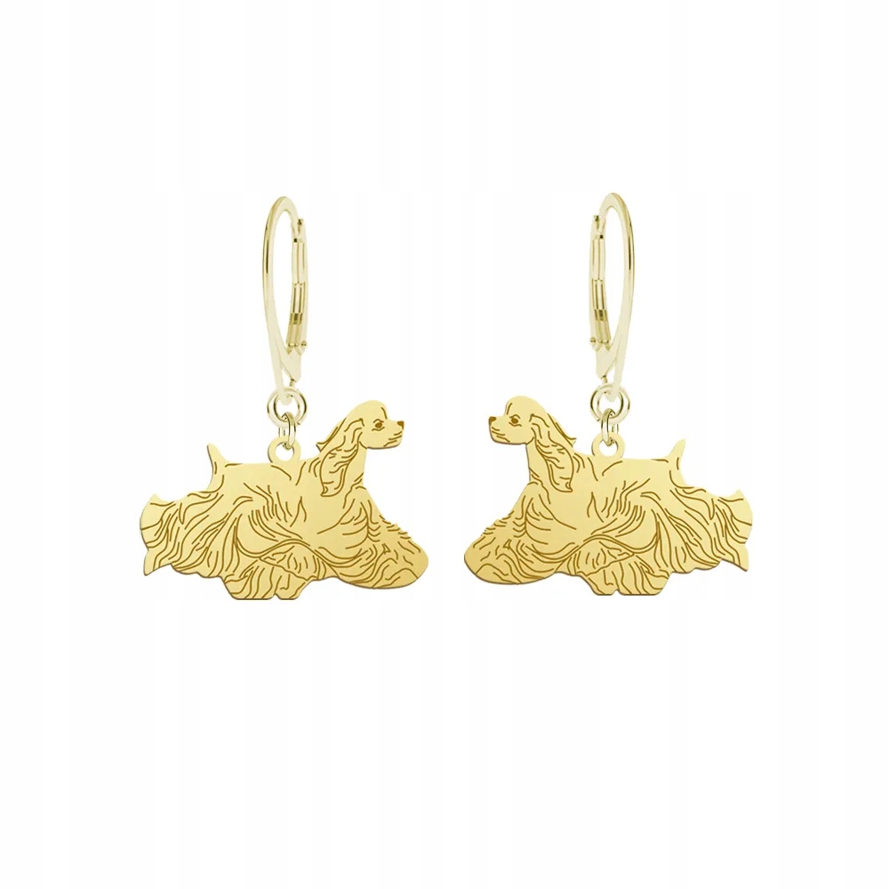 Náušnice Zlaté se psem Americký kokršpaněl 925 Dárek Gravírování Bonus