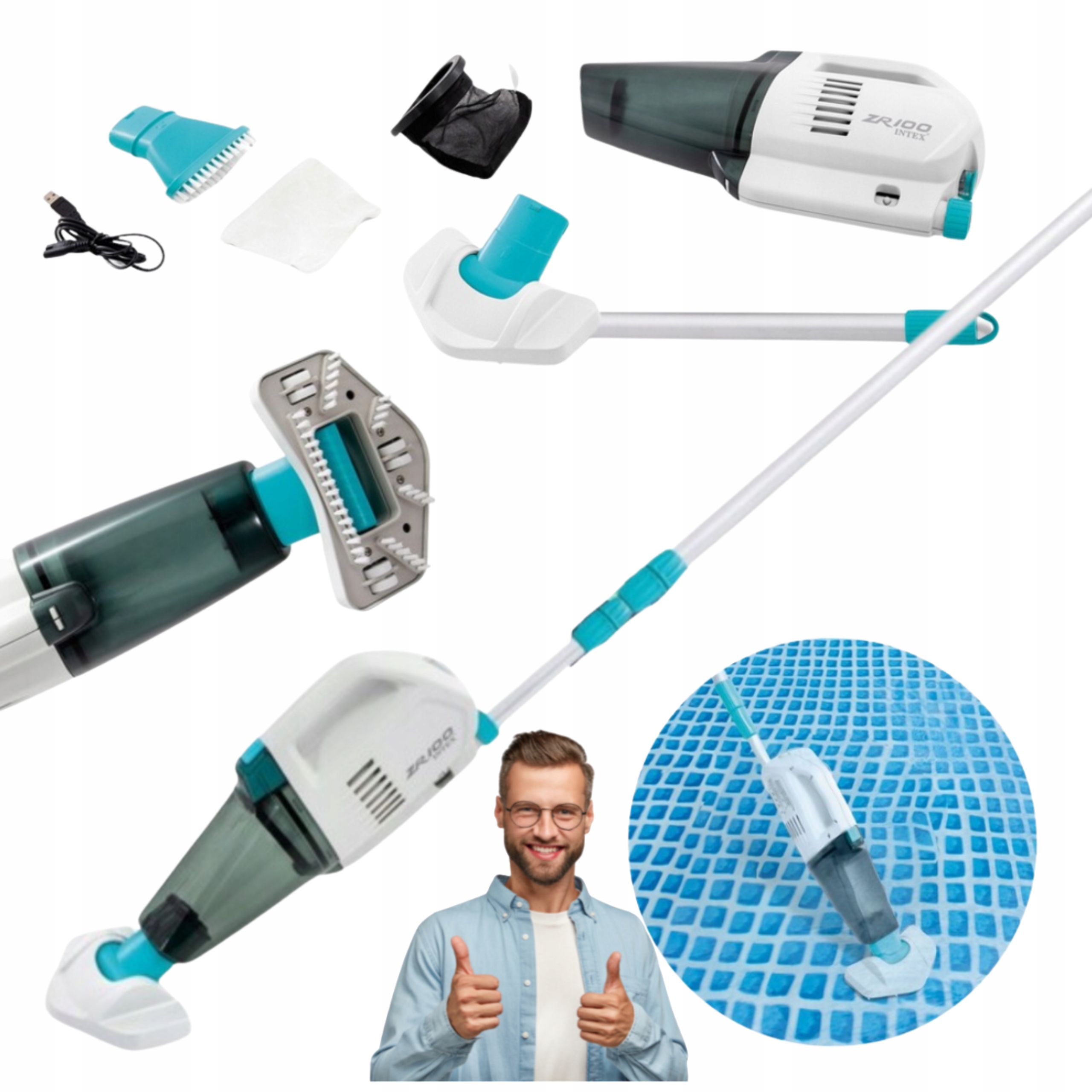 Bezprzewodowy Ręczny Odkurzacz Basenowy Intex 28626 Lekki Wydajny