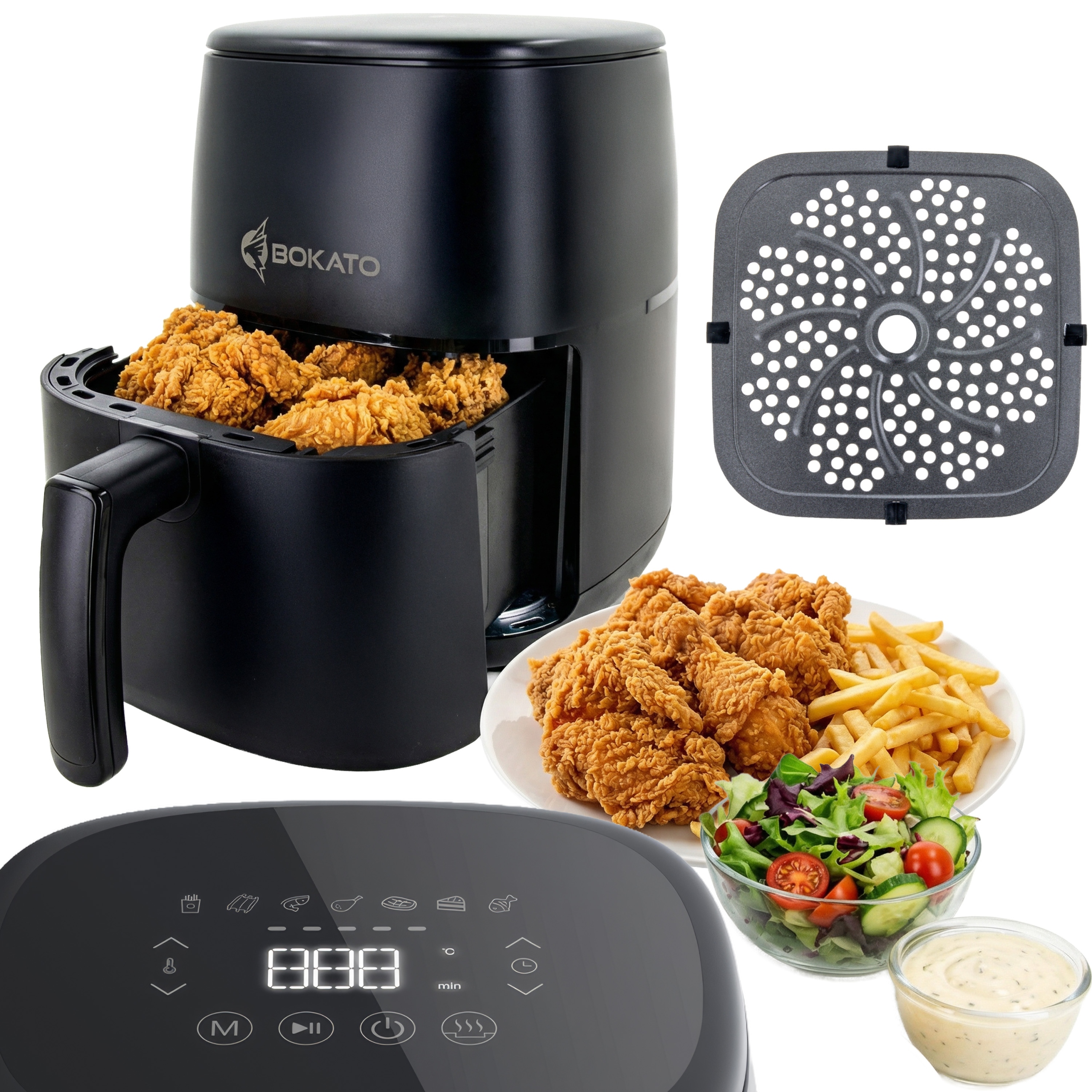 Air Fryer Fritéza Bez Tuku Hotové Programy Displej 1500W Bokato