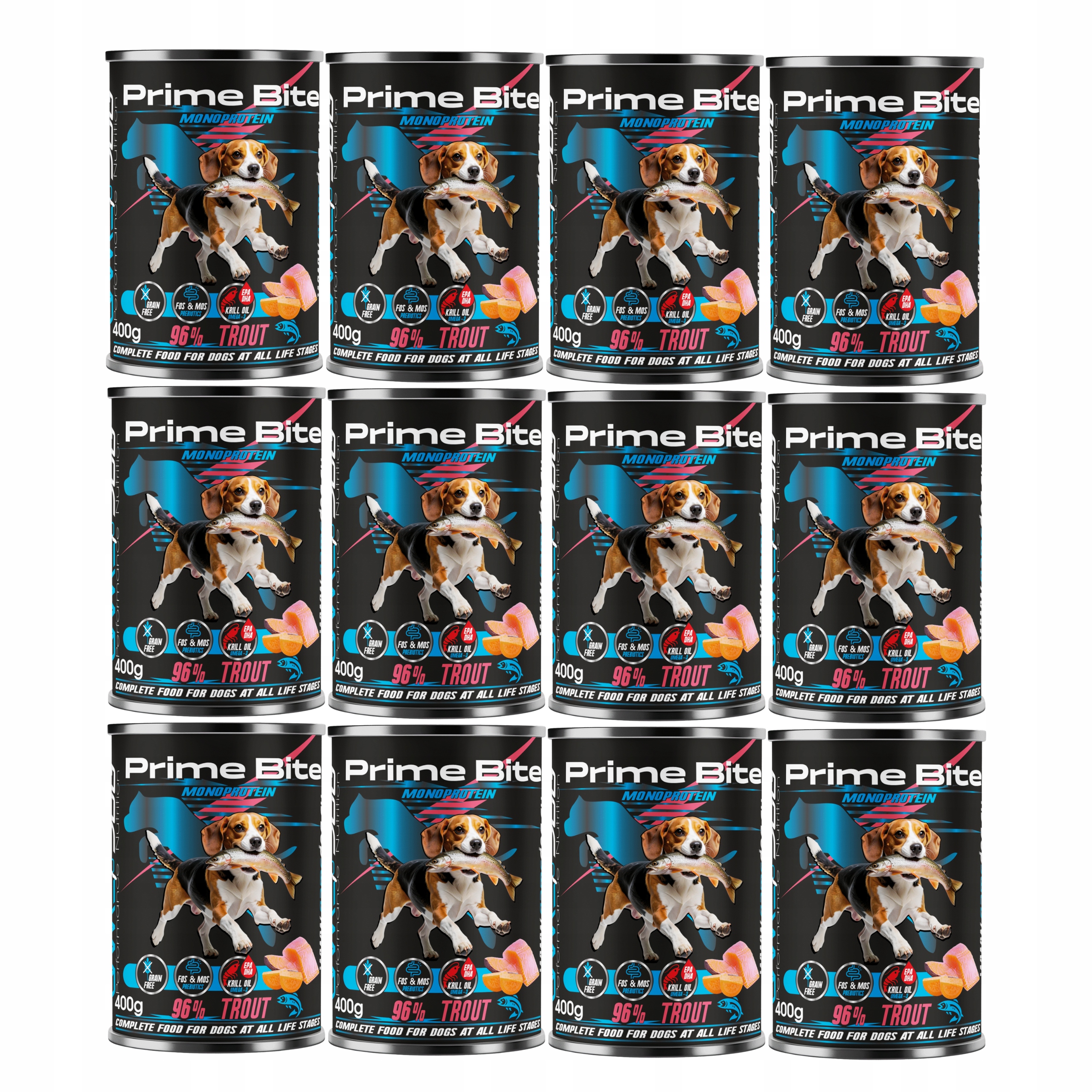 Levně Game Dog Prime Bite Monoprotein vlhké krmivo pro psy a pstruhy 12 x 400 g