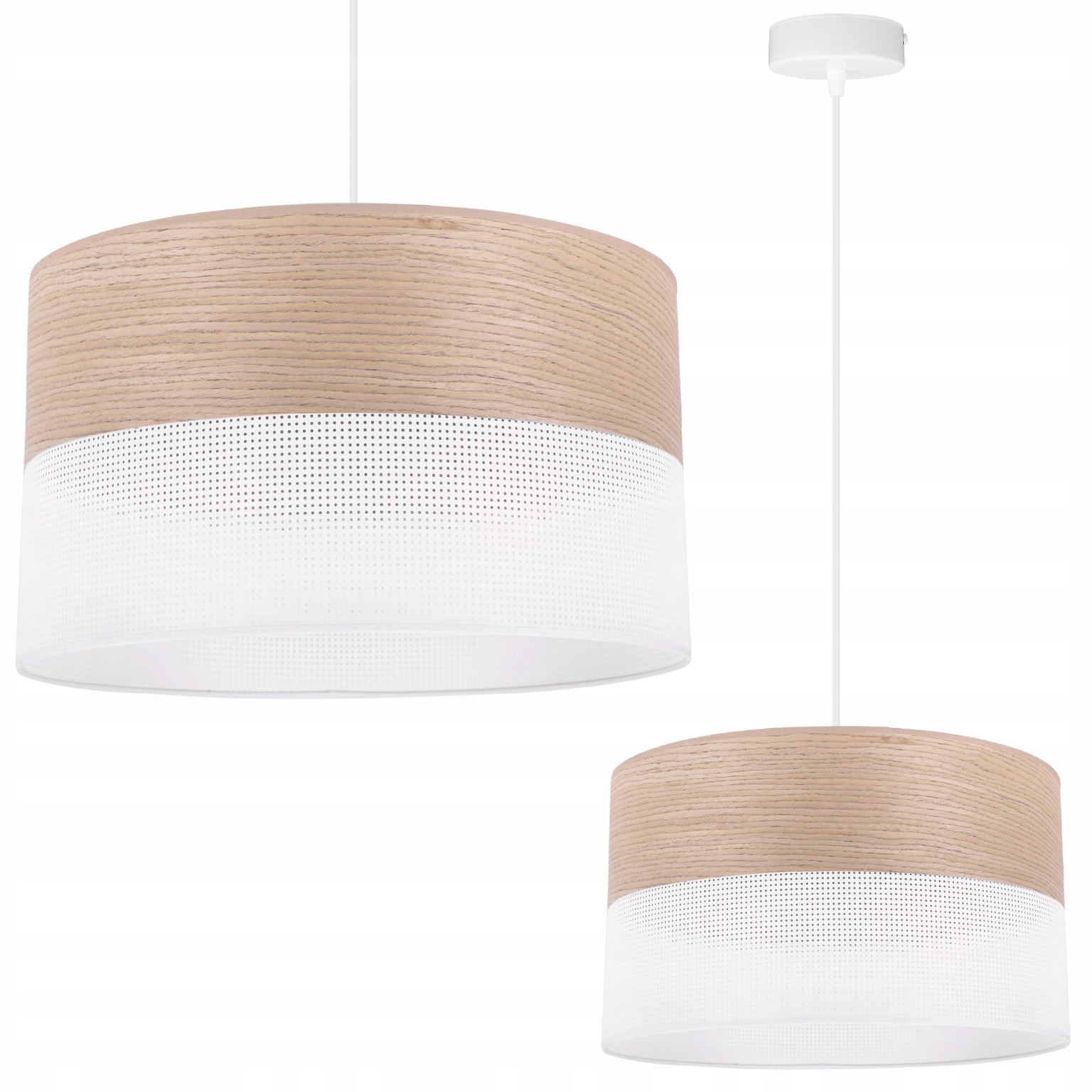 Závěsná Stropní Lampa Lustr Moderní Loft Dřevo Dubová Dýha 35 CM