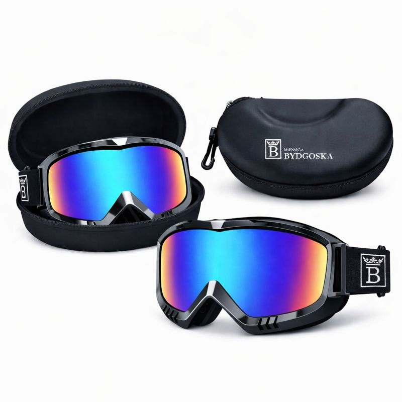 Gogle czarne męskie damskie snowboardowe motor quad hulajnoga deska UV400