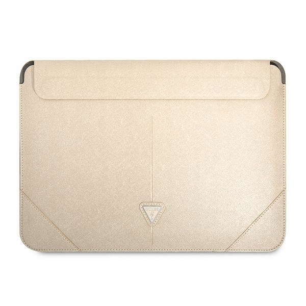 Pouzdro na notebook 14" Guess Saffiano Triangle Logo Béžová