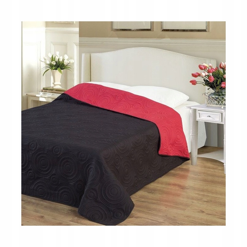Dvoustranný přehoz na postel Salina červeno/černý 180 x 200 cm