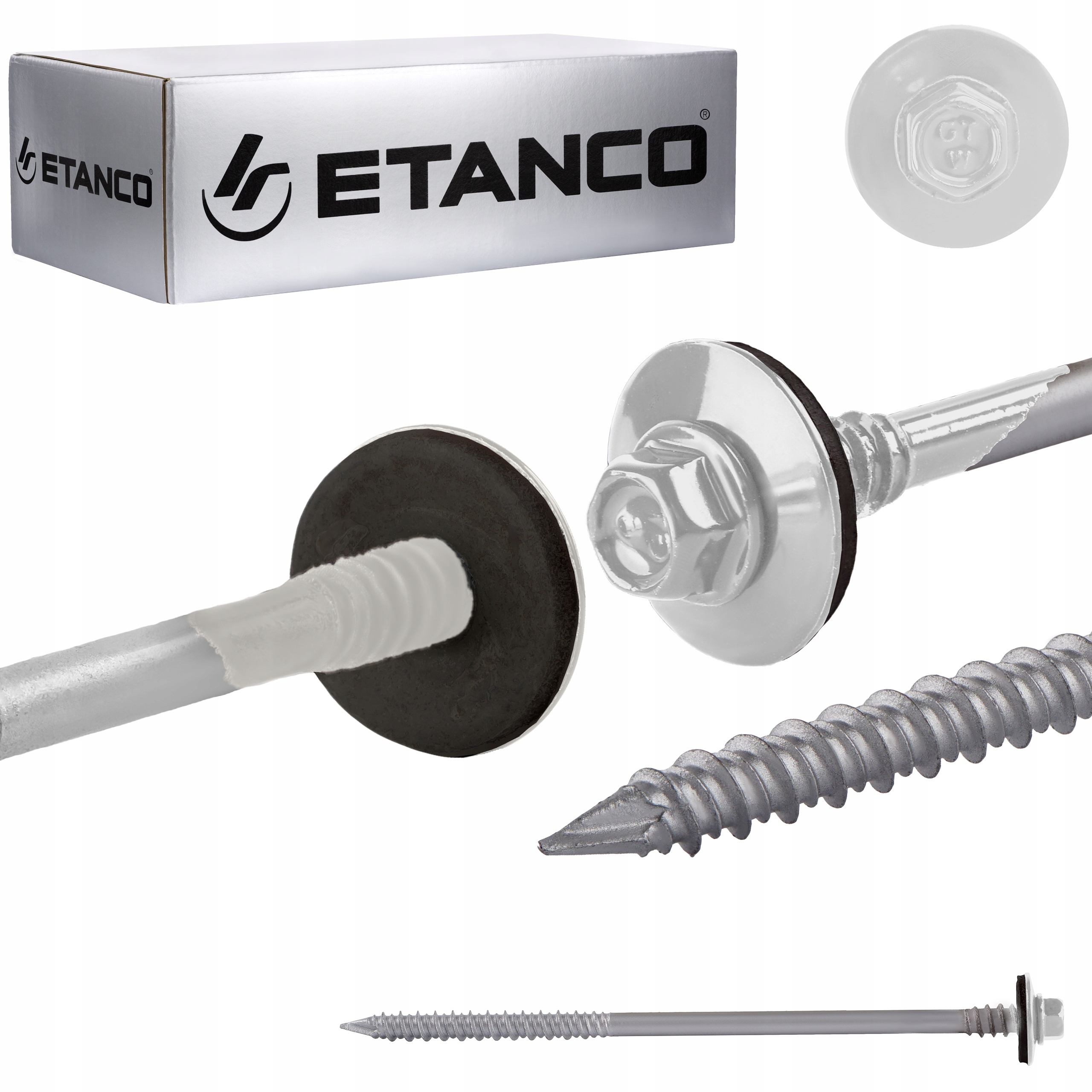 Wkręty do płyty warstwowej 160mm Ral 9010 100s do drewna betonu Etanco Gtrw