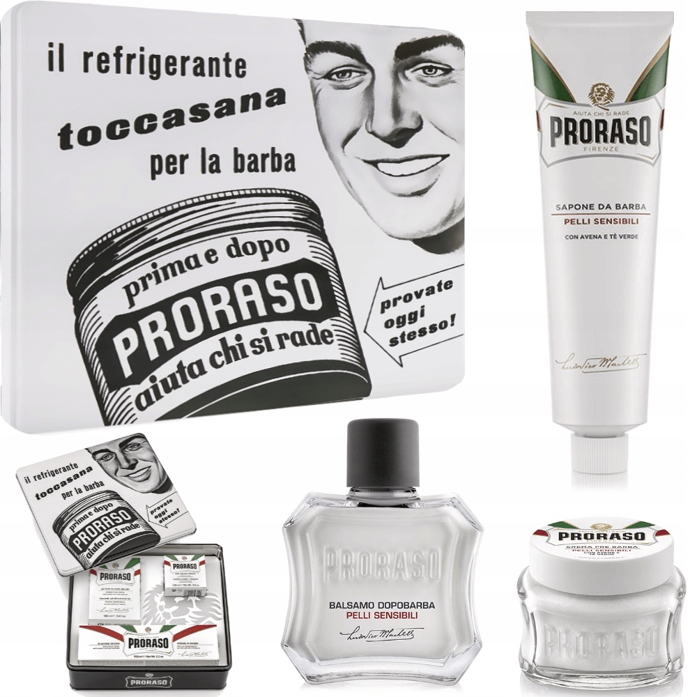 Proraso Sensitive linka Bílá, Toccasana Vintage Sada v kovovém pralese