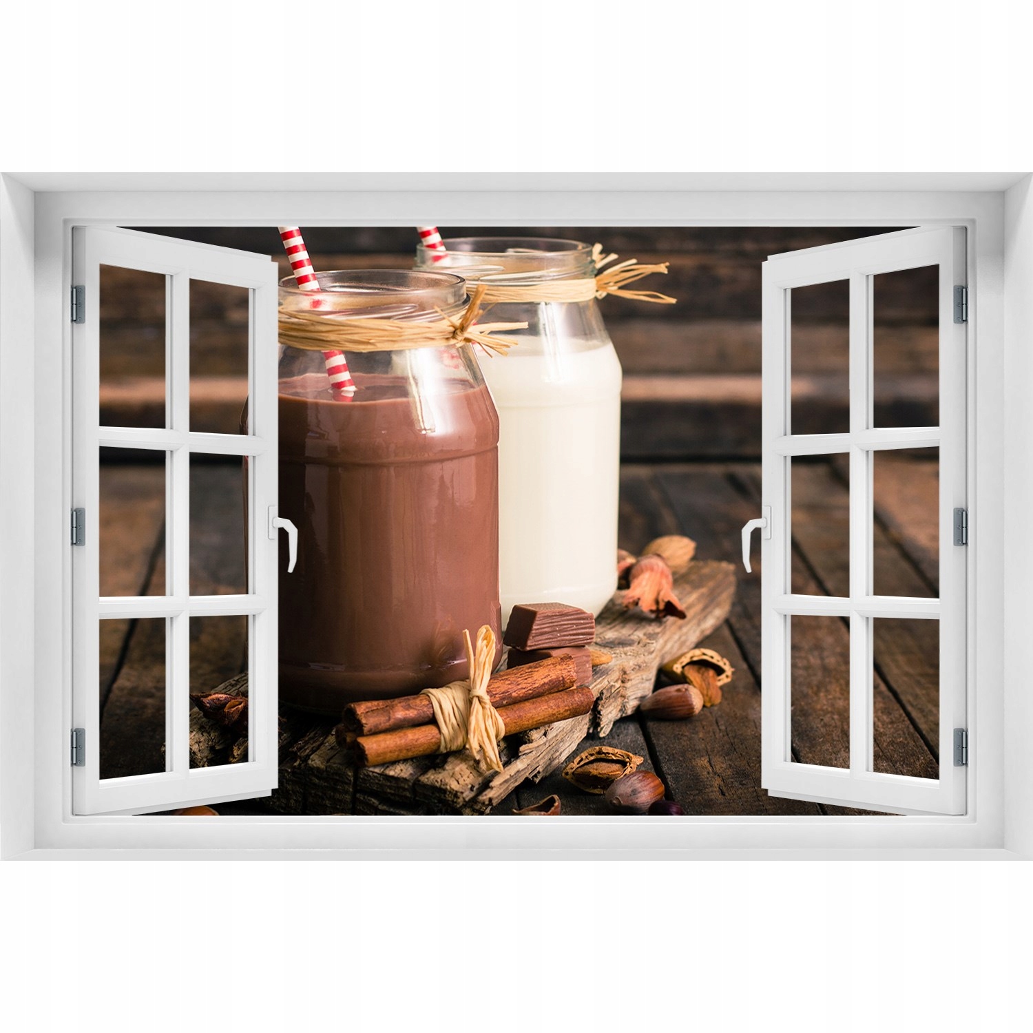 

Naklejka ścienna 3D Okno Koktajle w słoikach