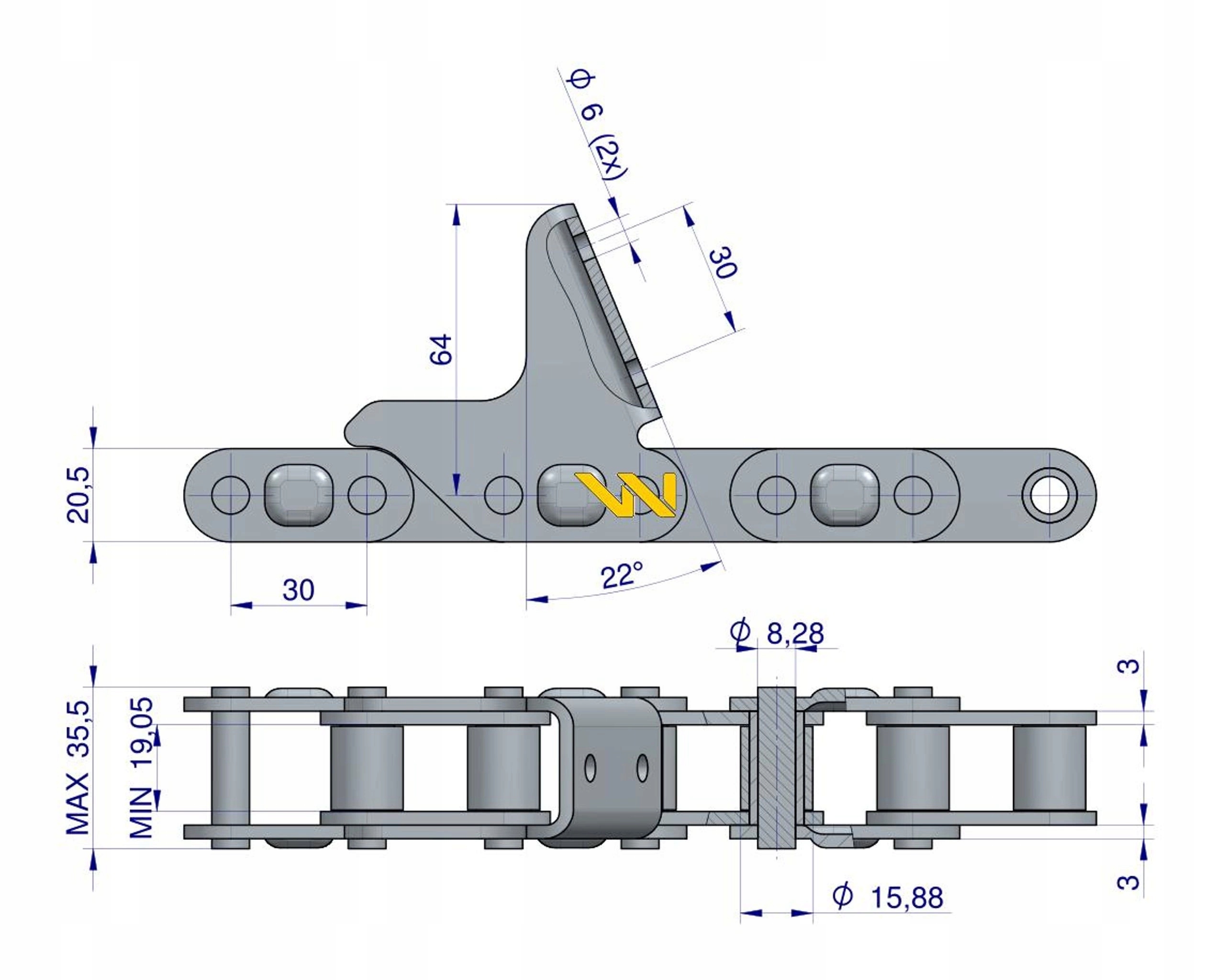 Řetěz nástavce CA627 x 76A CPEF17 Geringhoff