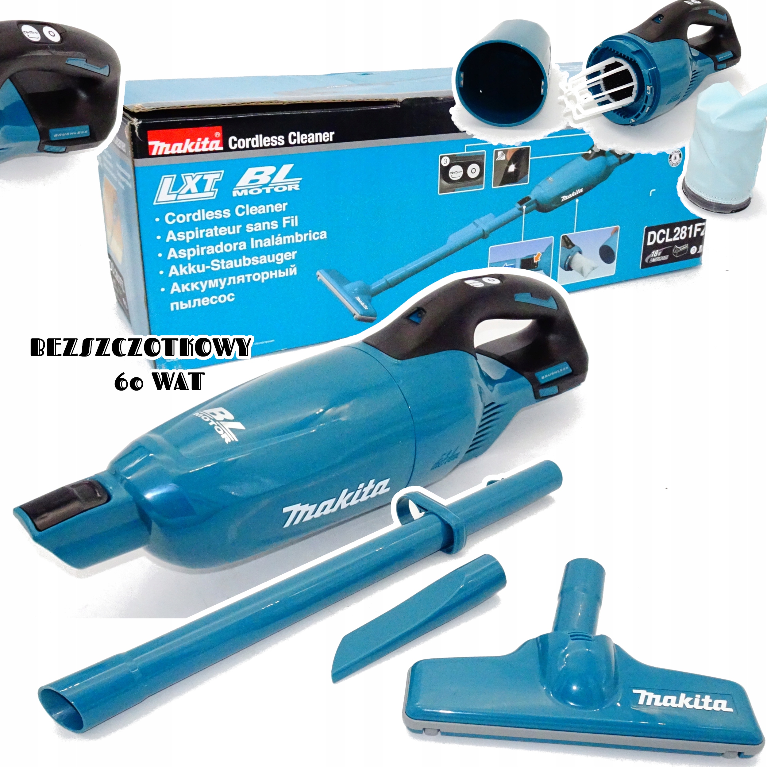 

Odkurzacz Akumulatorowy Makita DCL281FZ 60W Mocny