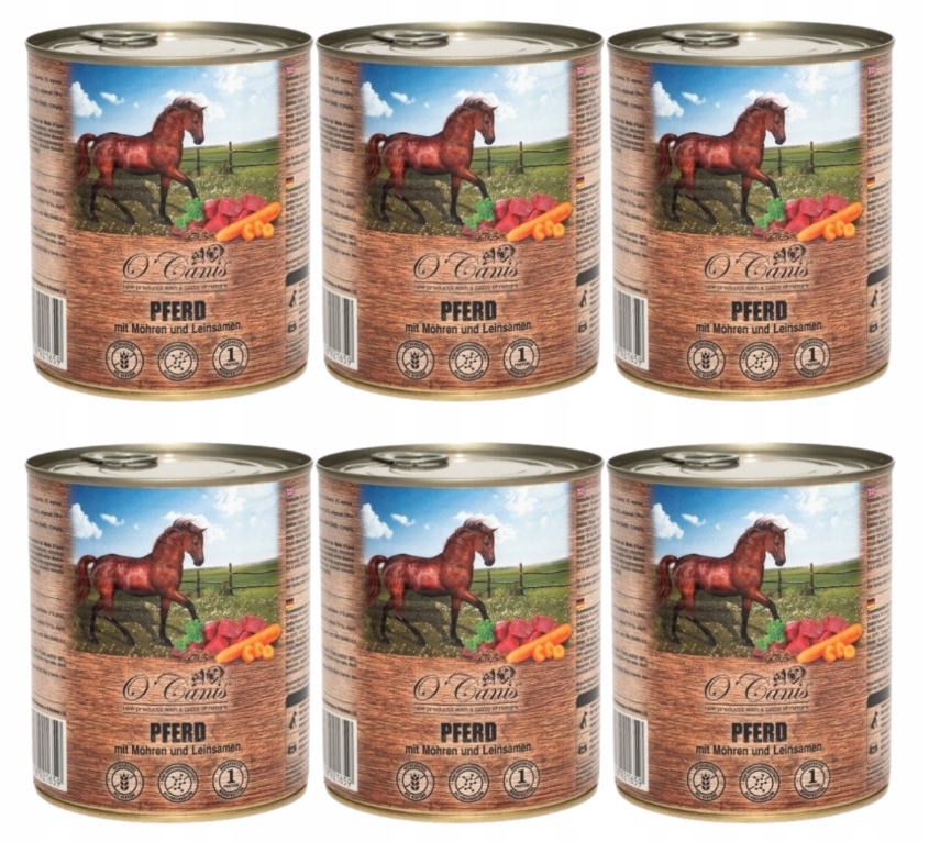 O'canis Konina se zeleninou a semínkem vlhké krmivo pro psy 6x800 g