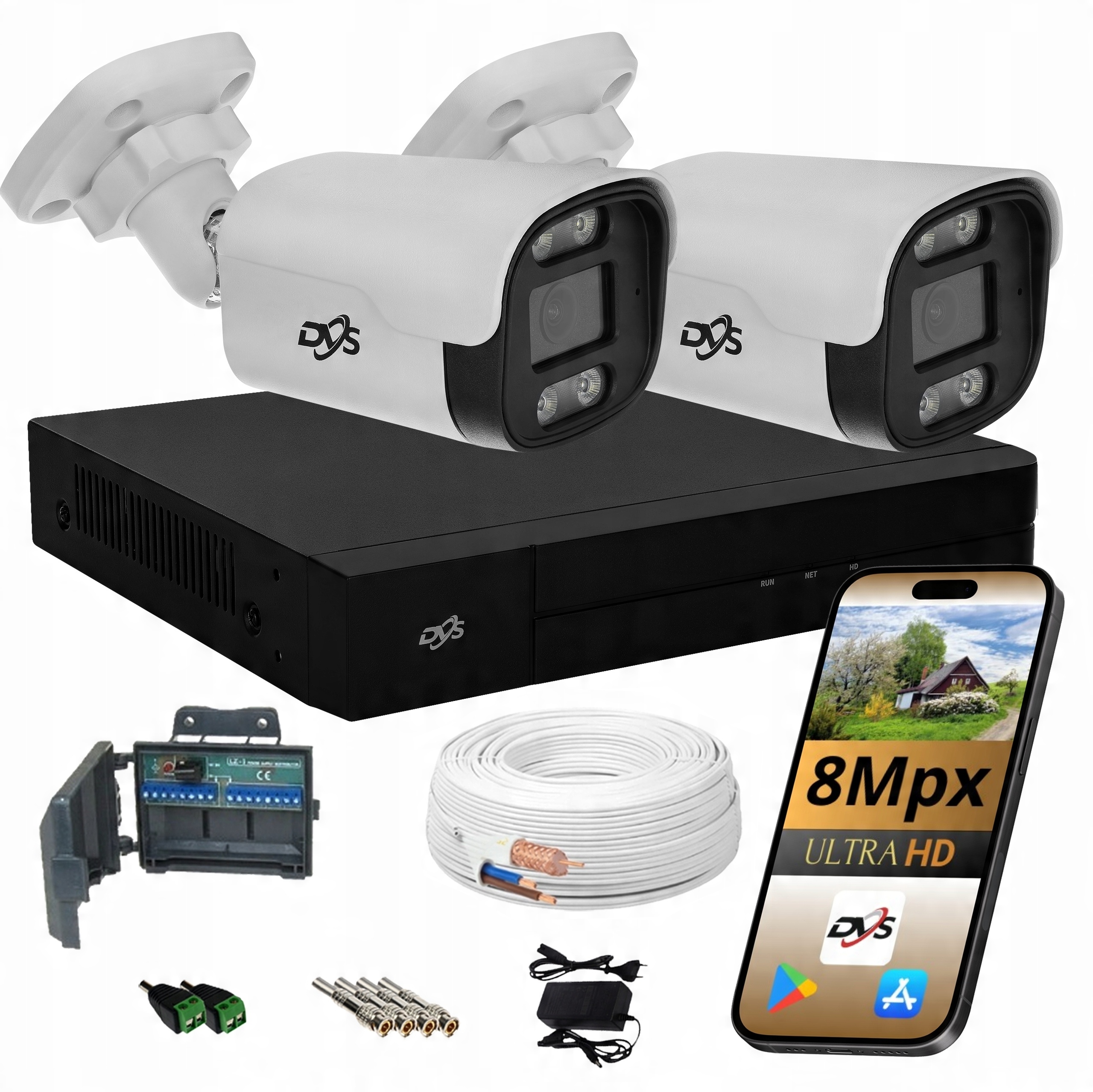 Sada 2 Kamer Pro Monitorování Venkovní Analogová Kamera Dvs Led Ir 8Mpx