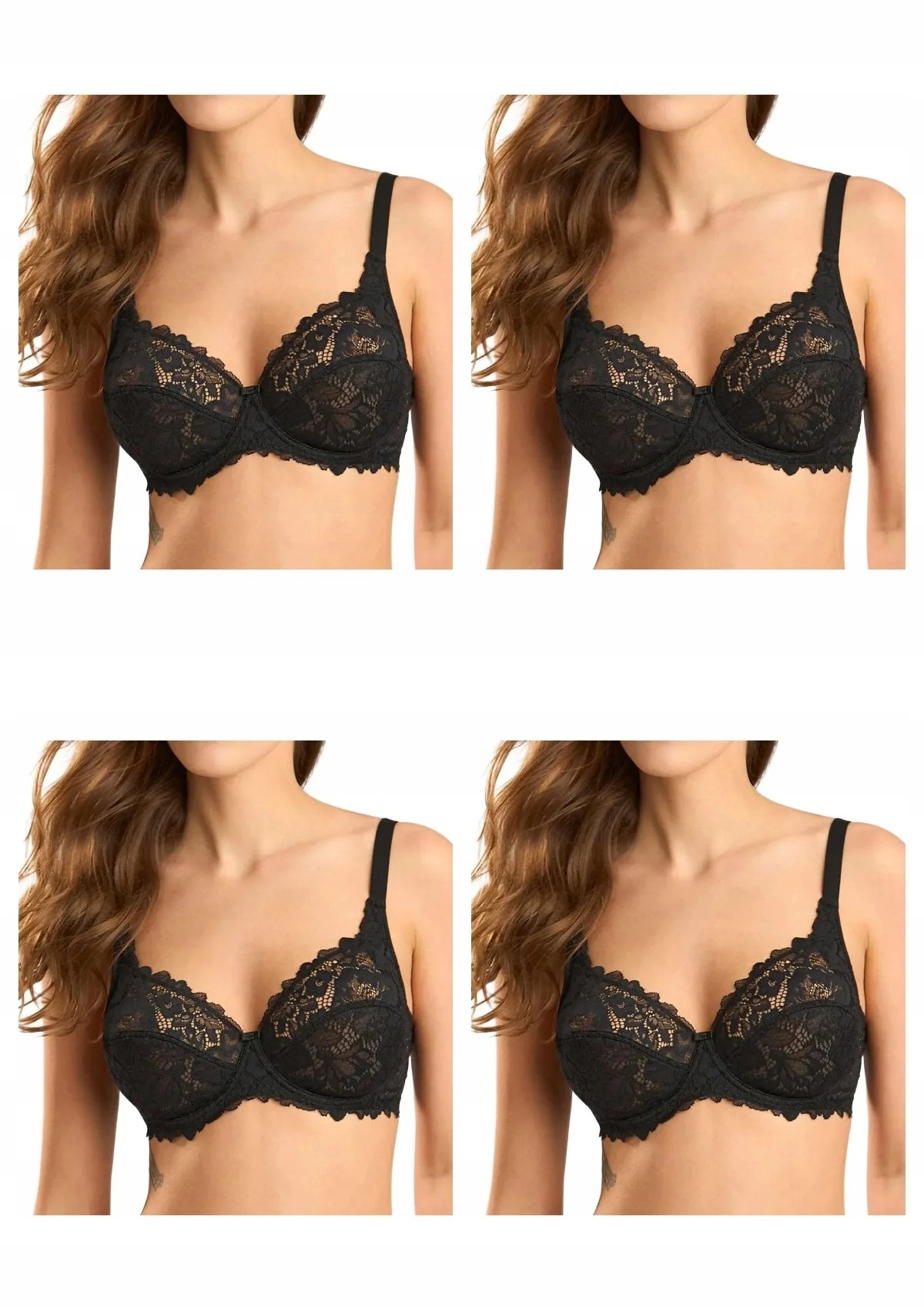 Lormar Curvy 400L krajková měkká podprsenka 4 ks černá 85B