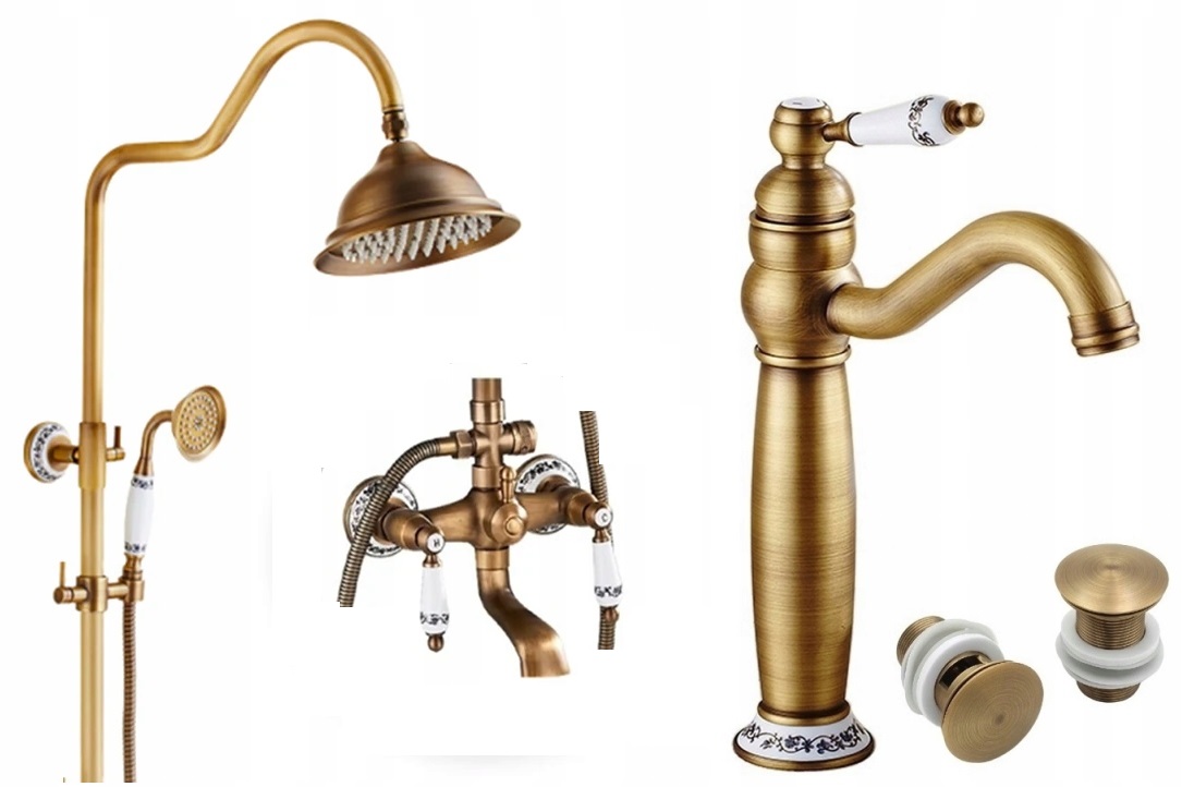 Kúpeľňová sprchová batéria Old Retro Mosadz Keramika Vzory Sada
