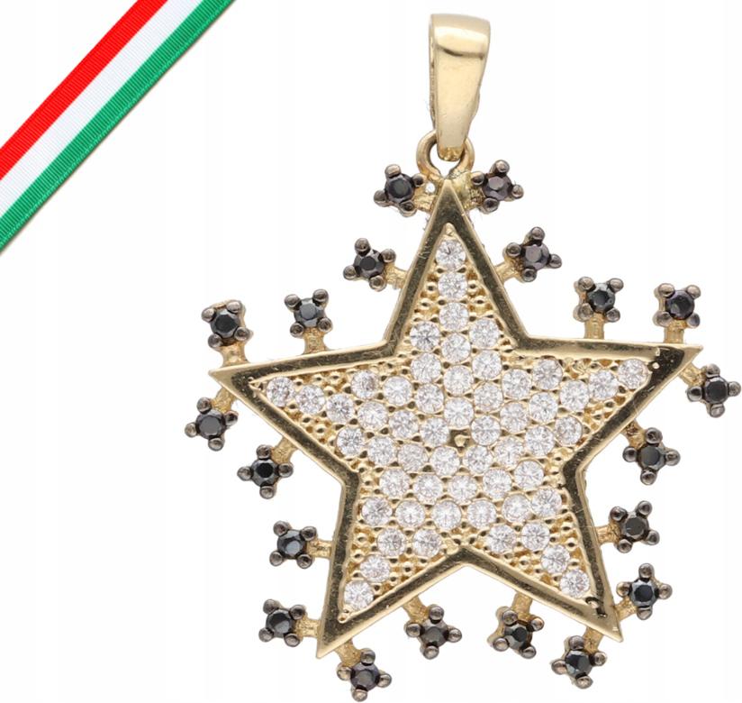 Zlatý přívěsek 585 hvězda zirkony 2,22 g, moderní vzor 14k jako dárek