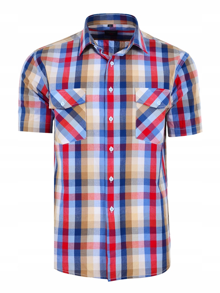 Košile Kostkovaná Červená Krátká Velká 48/49