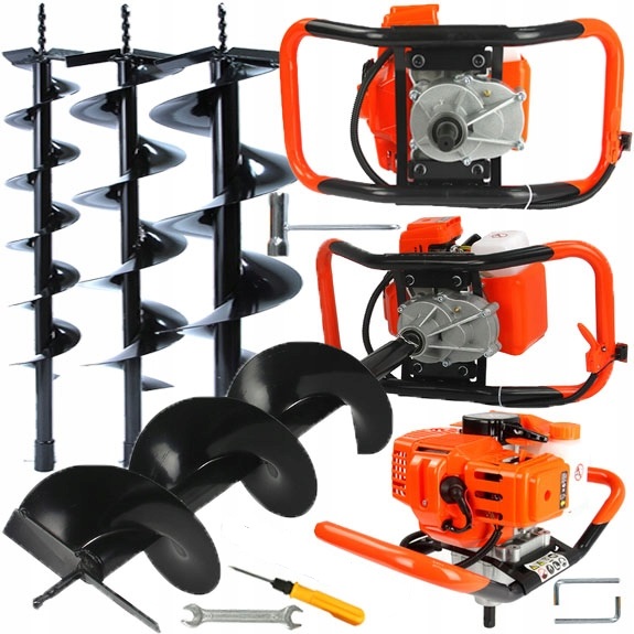 MOCNA WIERTNICA GLEBOWA GLEBY ŚWIDER SPALINOWY ZESTAW 3 WIERTŁA