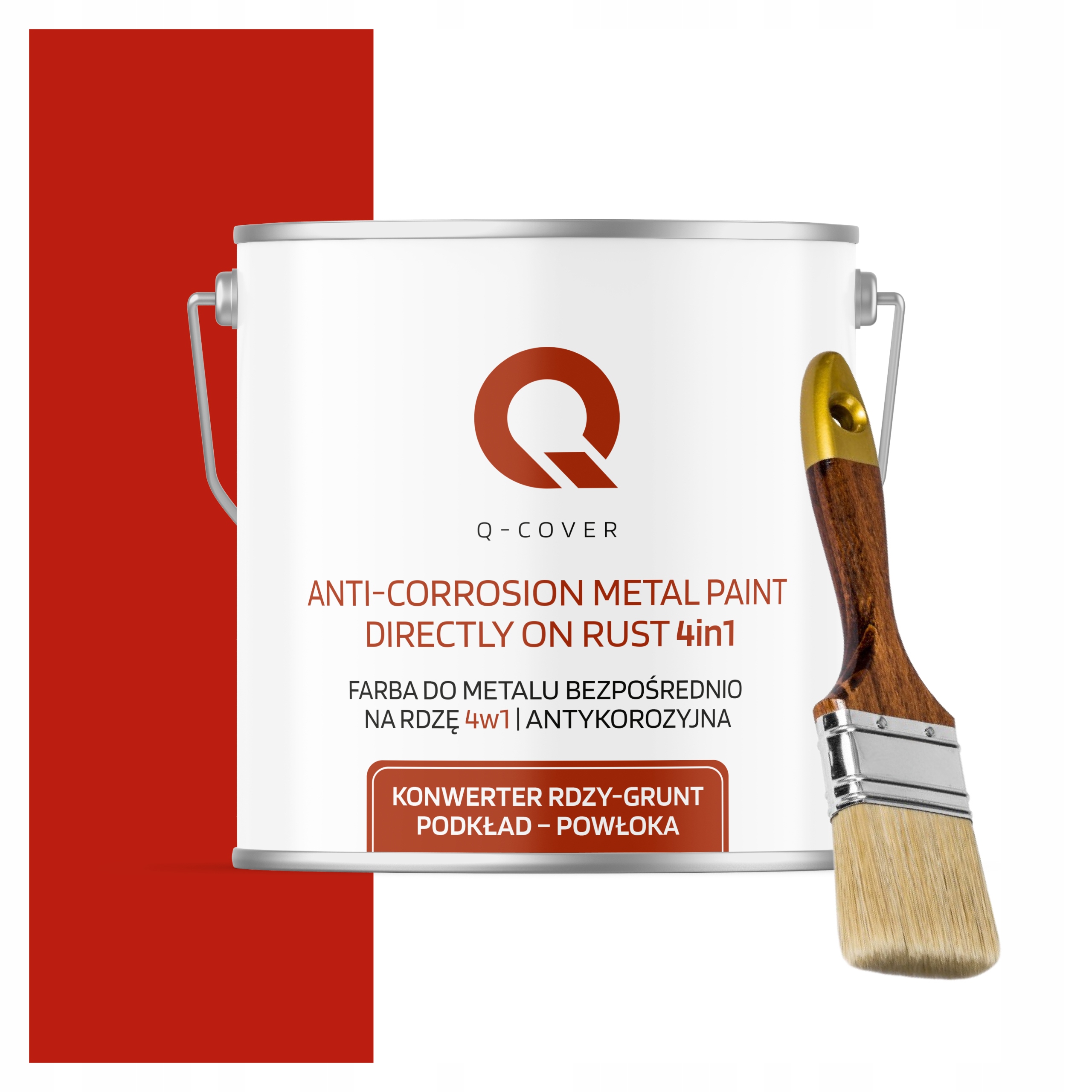 Antikorózna farba na kov 5L Vysoký lesk Červená farba štetec