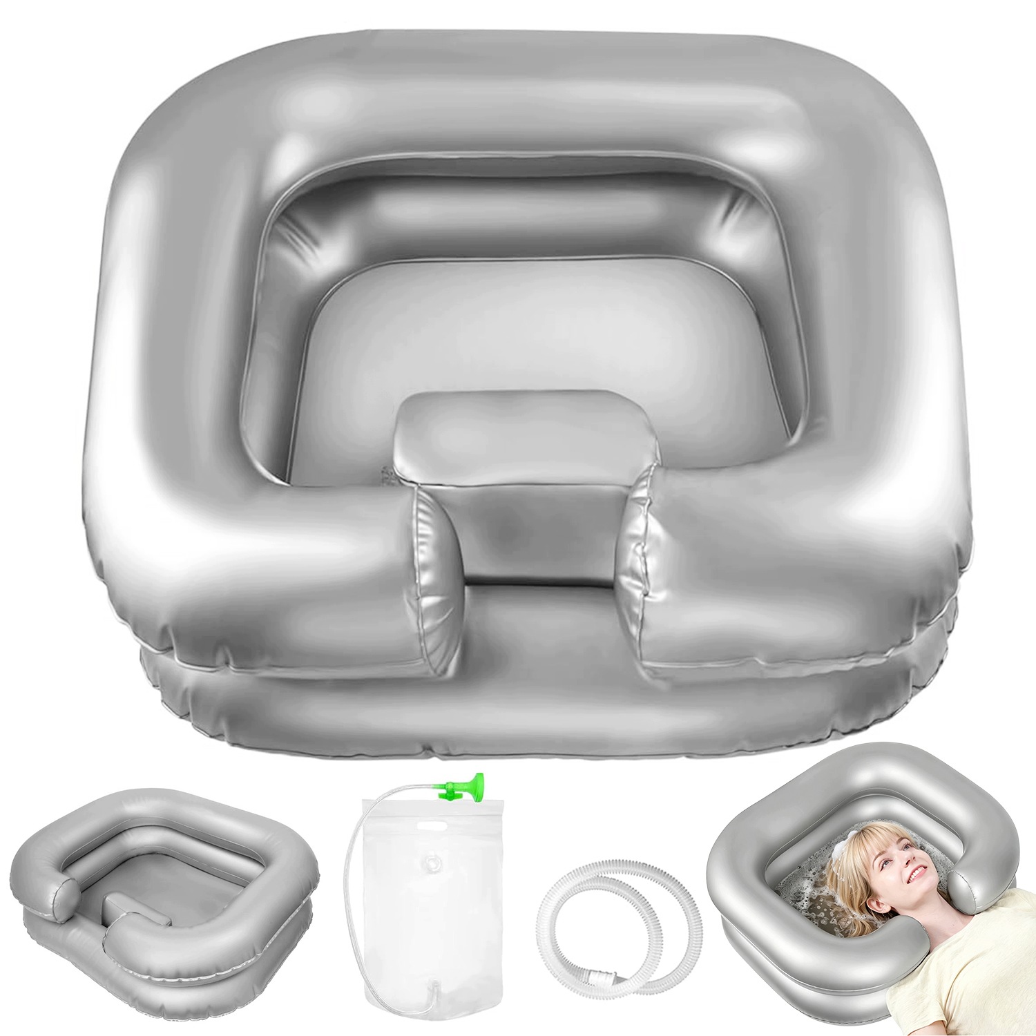 Head Wash Pool In Bed Reclining Inflatable Shower For Senior 60*50*20CM