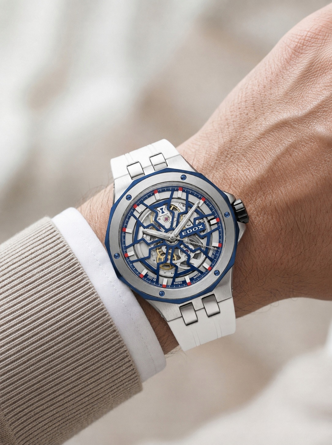 Zegarek Edox Delfin Mecano Skeleton 85303-357BUCAB-BUIRB