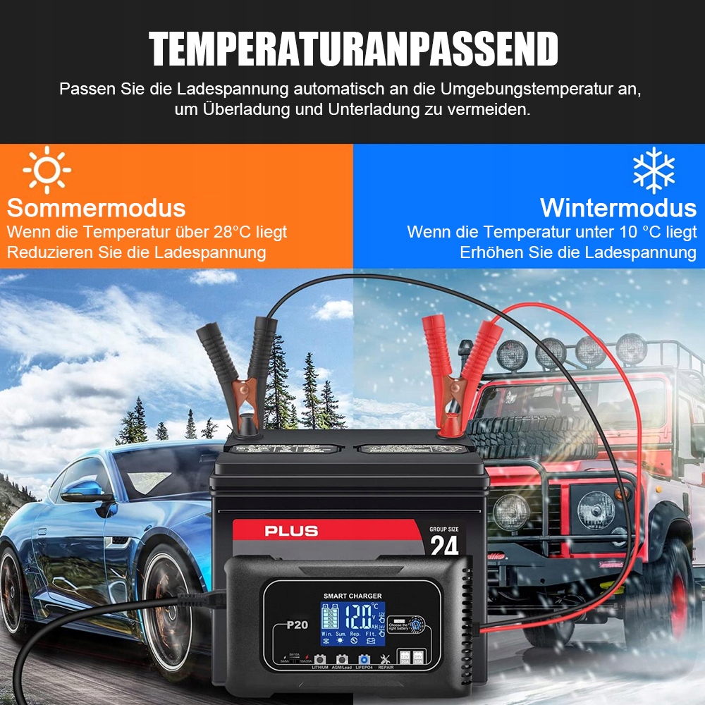 20A PROSTOWNIK DO AKUMULATORA AUTOMATYCZNY SMART 12/24V ŁADOWARKA Marka inna