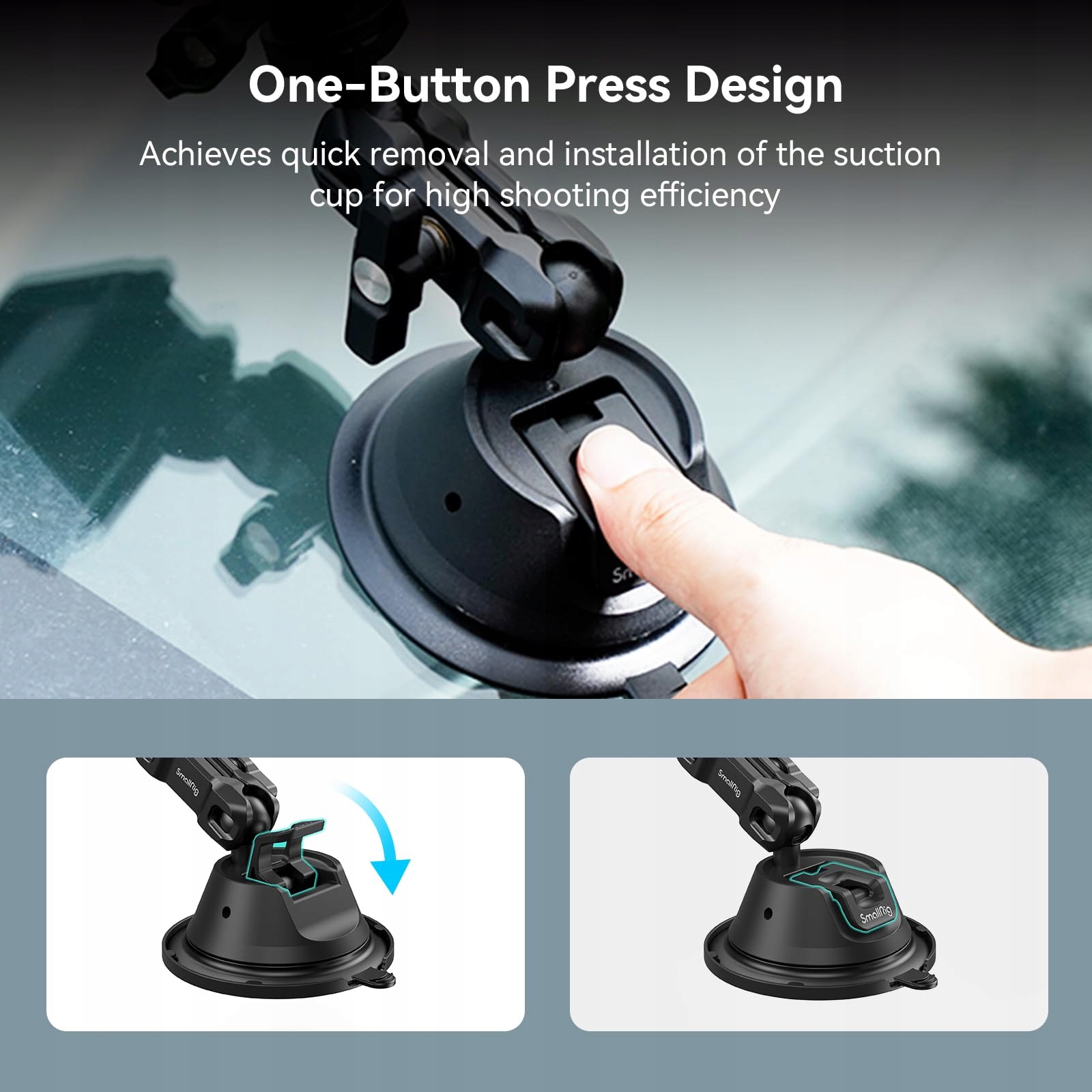 Uchwyt Przyssawkowy Do Auta Telefon GoPro DJI Insta360 Magic Arm SMALLRIG — miniatura 7