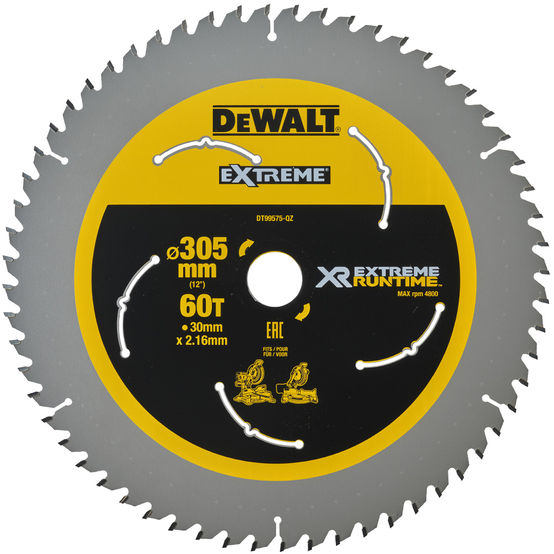 Řezací kotouč 305x30 mm 60 zubů pro dřevo Xr Extreme Runtime DeWALT DT99575