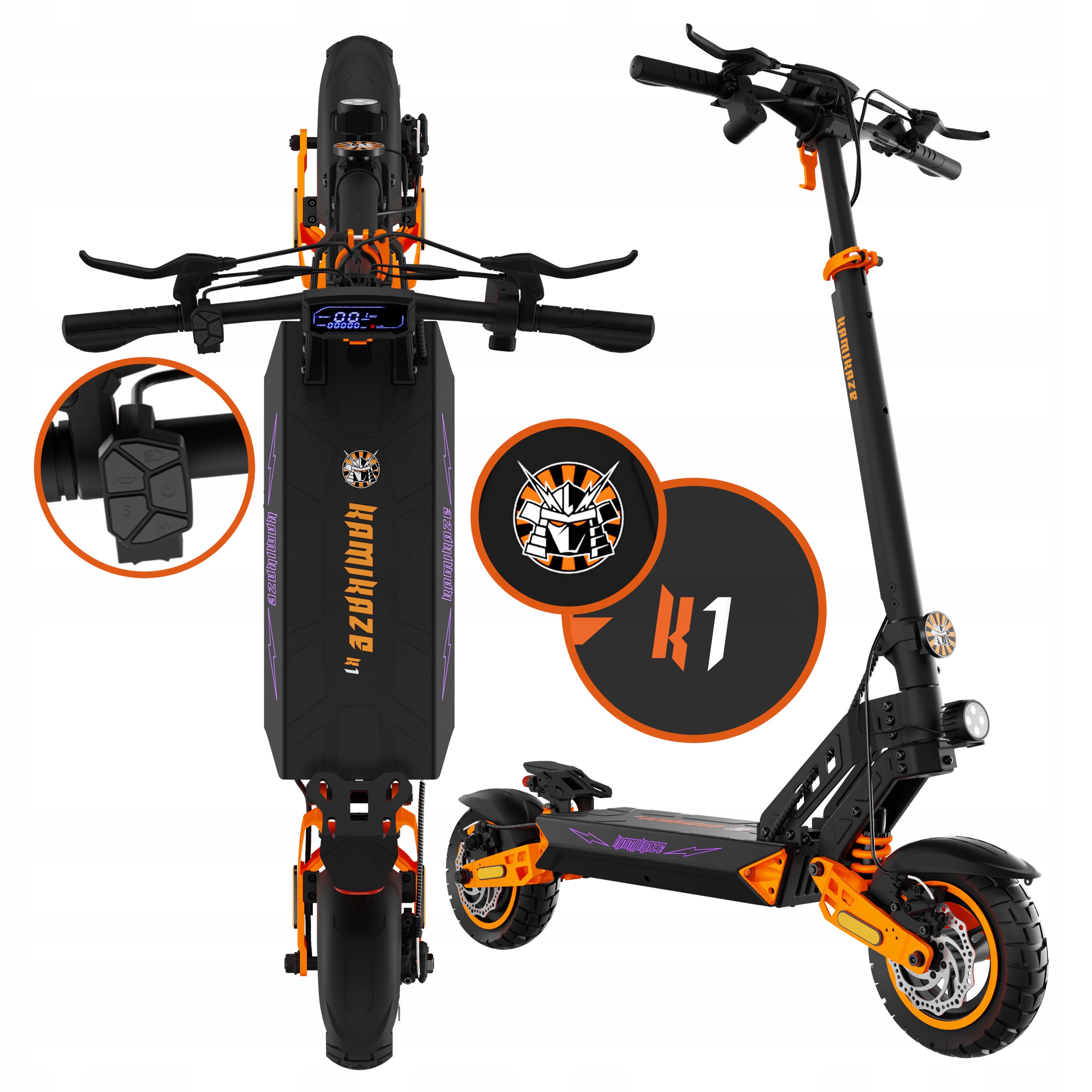 Składany pojazd elektryczny Kamikaze K1 2025 1000W 15Ah zasięg 60km 45km/h