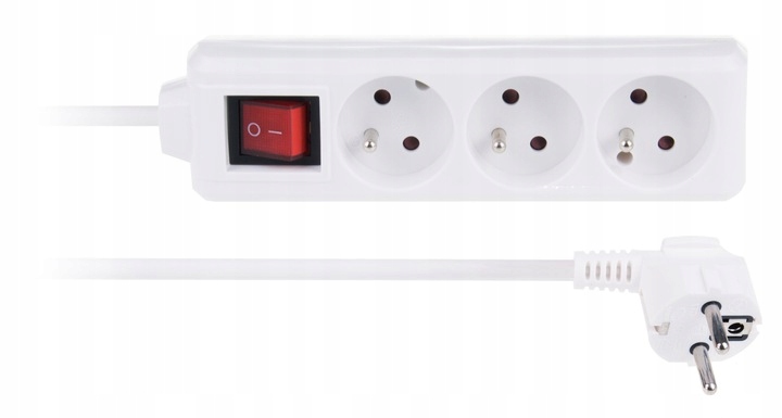 PRZEDŁUŻACZ LISTWA ZASILAJĄCA GRUBY Z UZIEMIENIEM WŁĄCZNIK 3 GNIAZDA 5M Typ listwowy