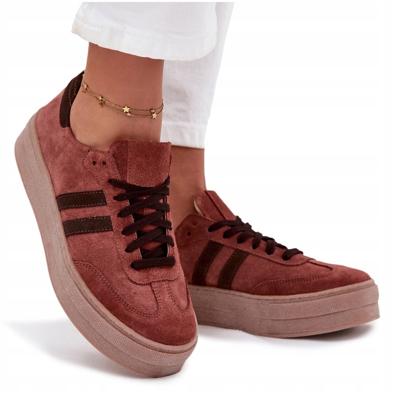 Tenisky Na Platformě Z Přírodního Semiše Zazoo N1068S2 Hnědé 39