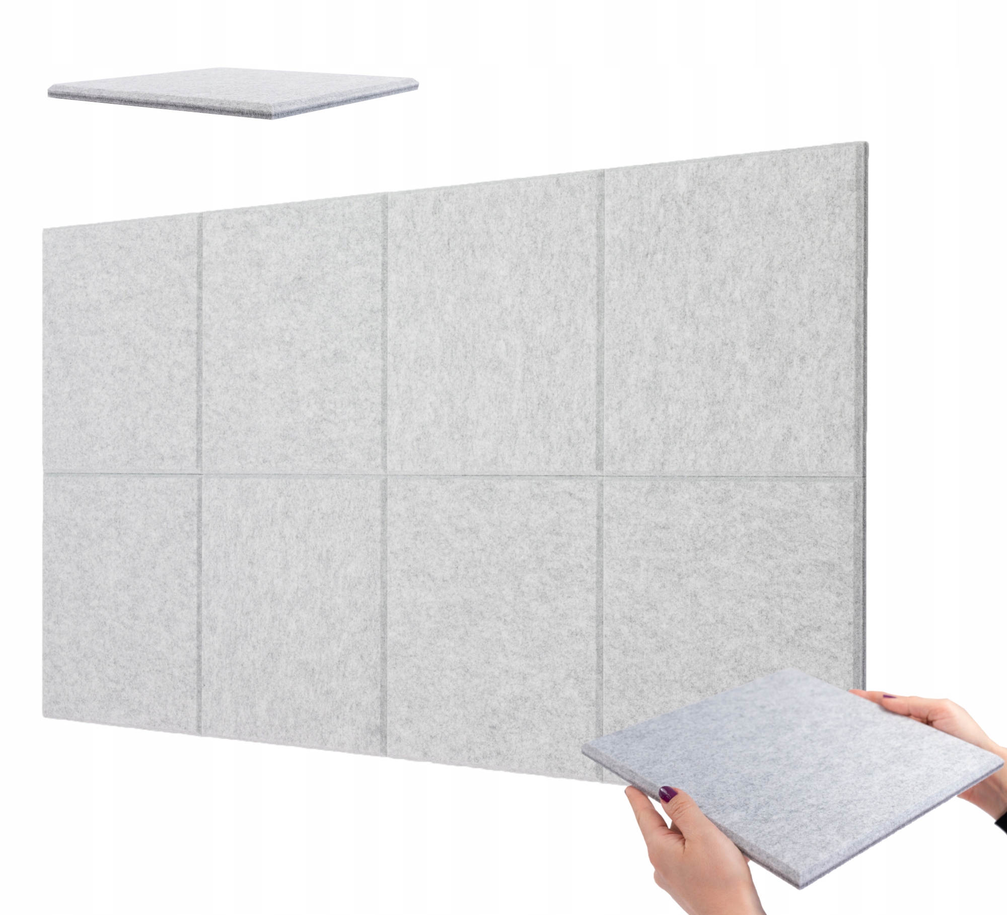 Sada akustických plstěných panelů kancelář 8ks gr.1,2cm Světle Šedé atesty