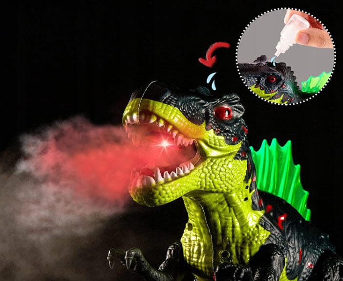 DUŻY DINOZAUR T-REX CHODZI RYCZY ŚWIECI ZIEJE DYM Marka AIG