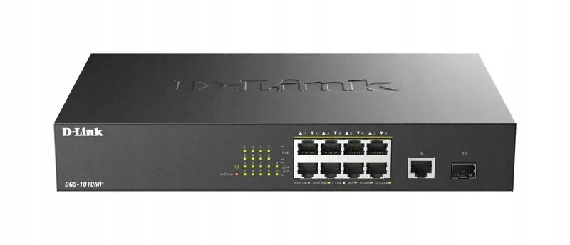 D-Link DGS-1010MP/E 10-Port Gigabit PoE+ Unmanaged Switch,1 x Sfp port,1