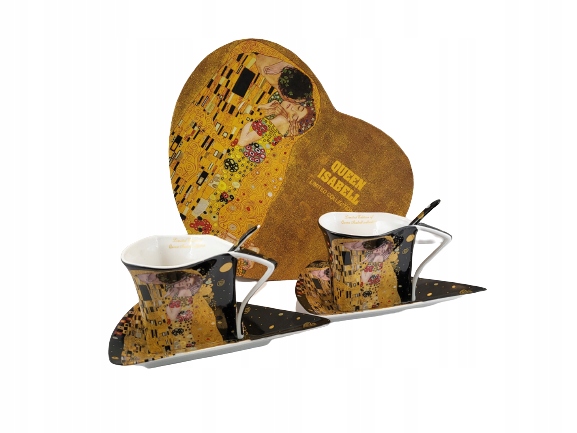 KOMPLET 2 FILIŻANEK KLIMT POCAŁUNEK W SERCU