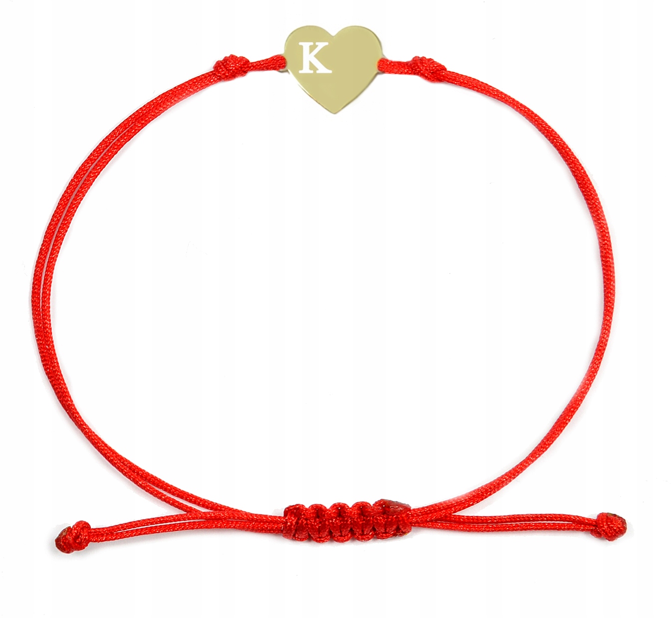 Zlatý náramek na šňůrce, písmeno K v srdíčku, zlato 585