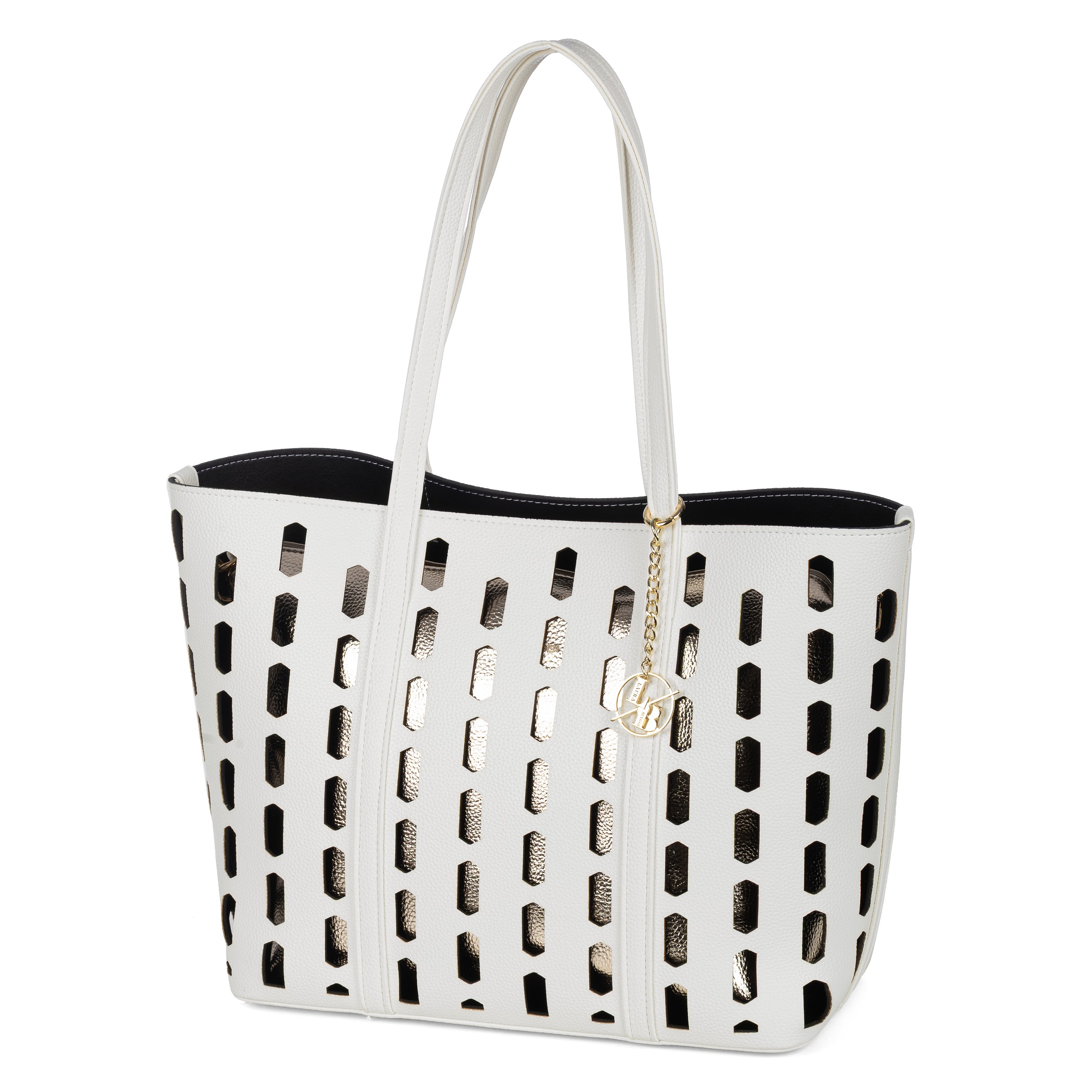 Dámská Kabelka Laura Biaggi Bílá Kabelka A4 S Vzorem Shopper Na Rameno