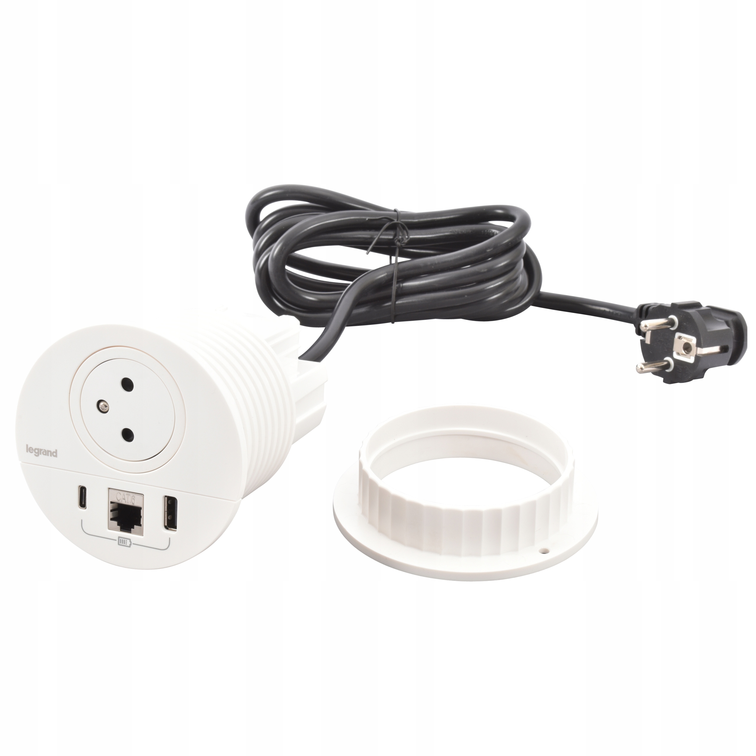 Nábytková zásuvka 2P+Z/USB A+C/RJ45 Biela 654701