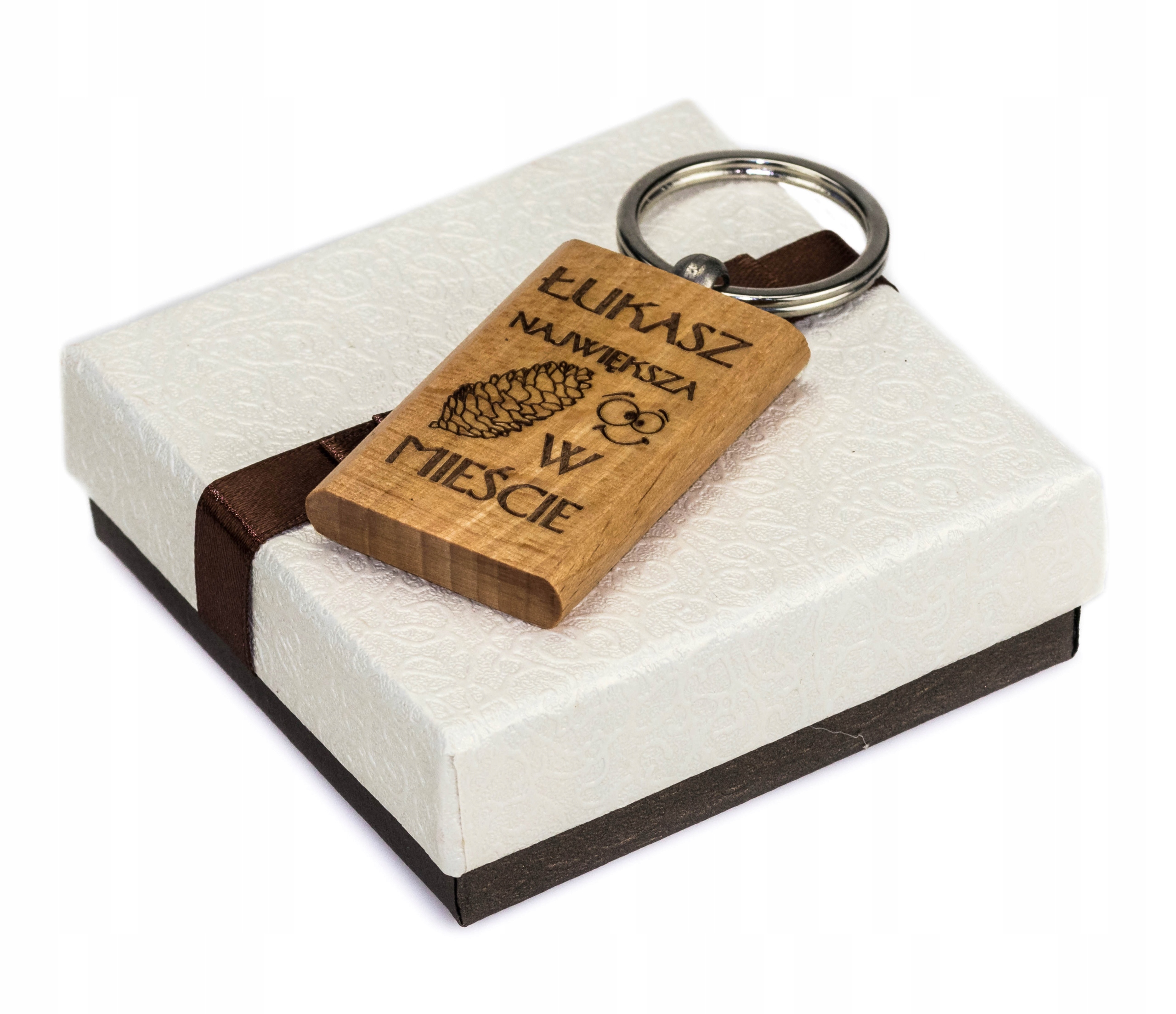Brelok drewniany GRAWER PREZENT do kluczy UPOMINEK