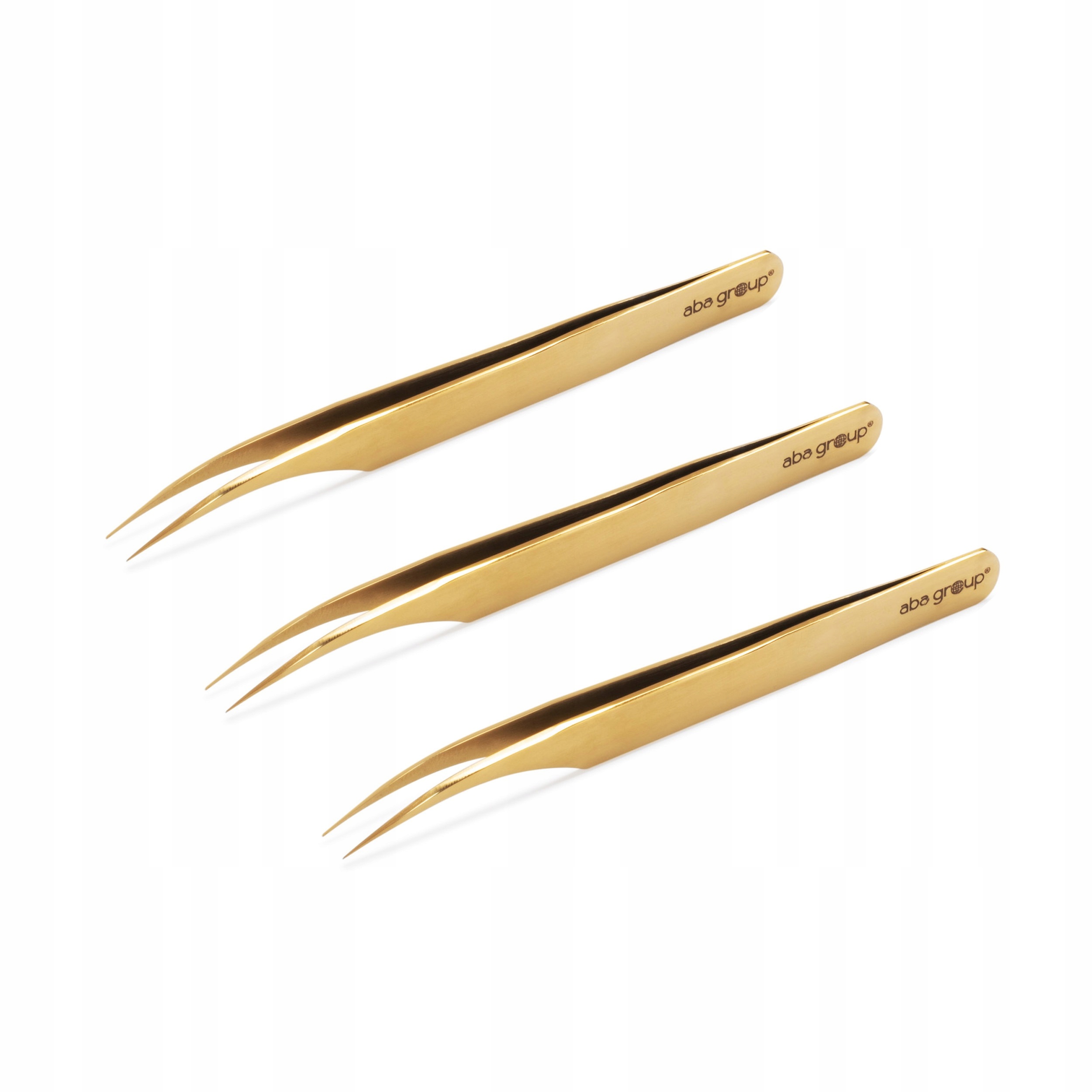Pinzeta na aplikaci řas zlatá S-804-B, sada 3 ks Aba Group