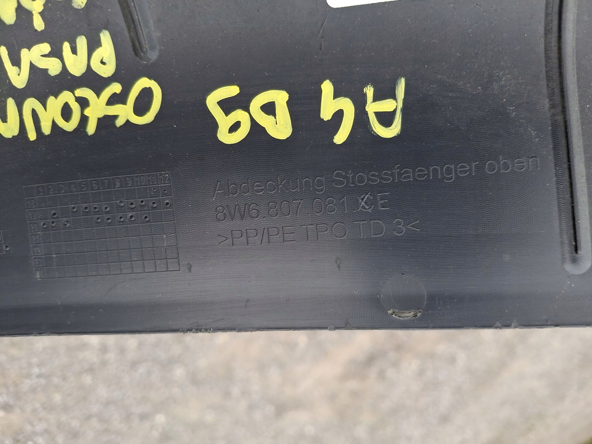 kryt stěny předního AUDI A5 II 8W6 2016R->