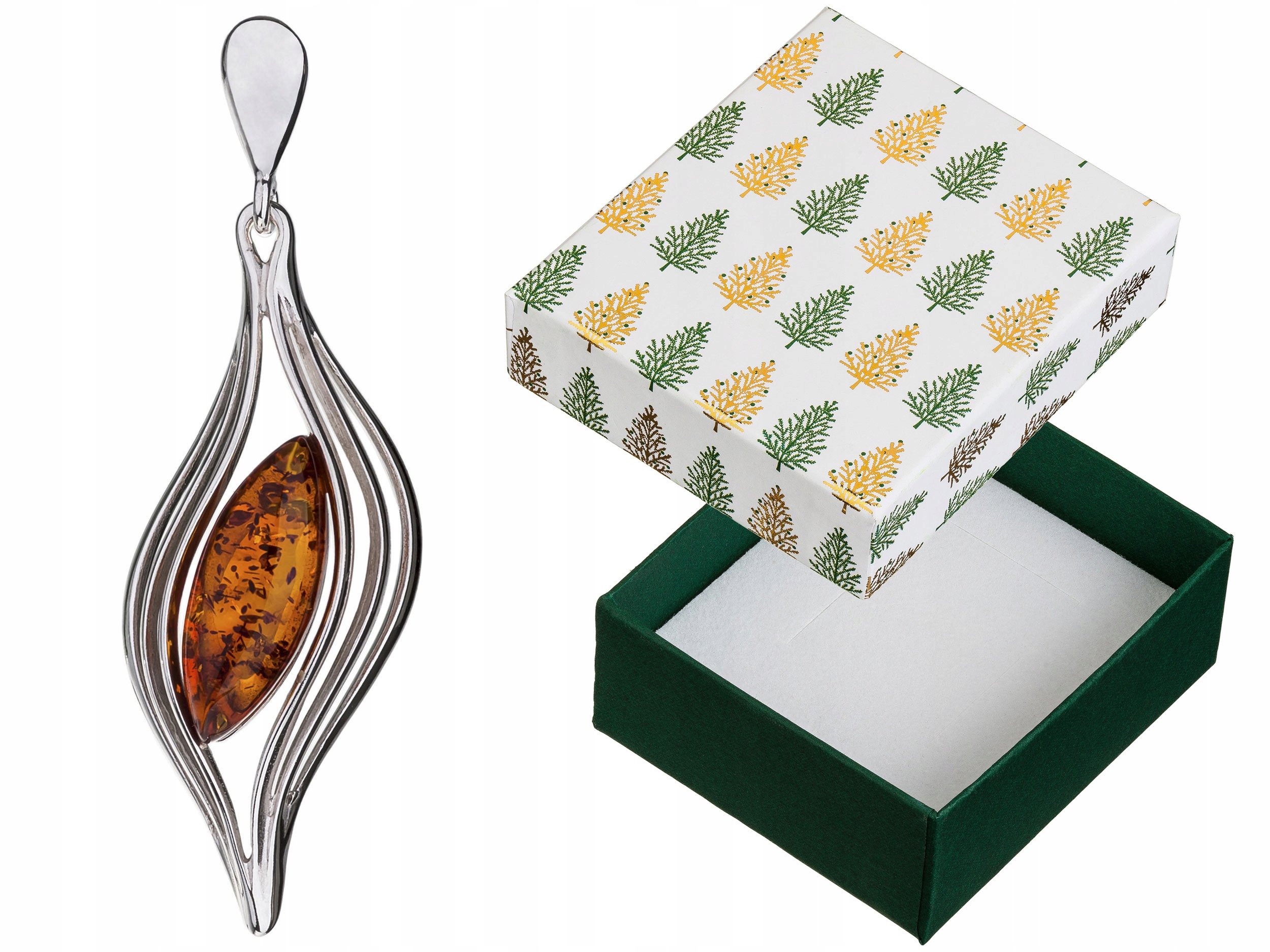 Stříbrný Přívěsek Markýza s jantarem Dámský ažurový přívěsek Stříbrný 925