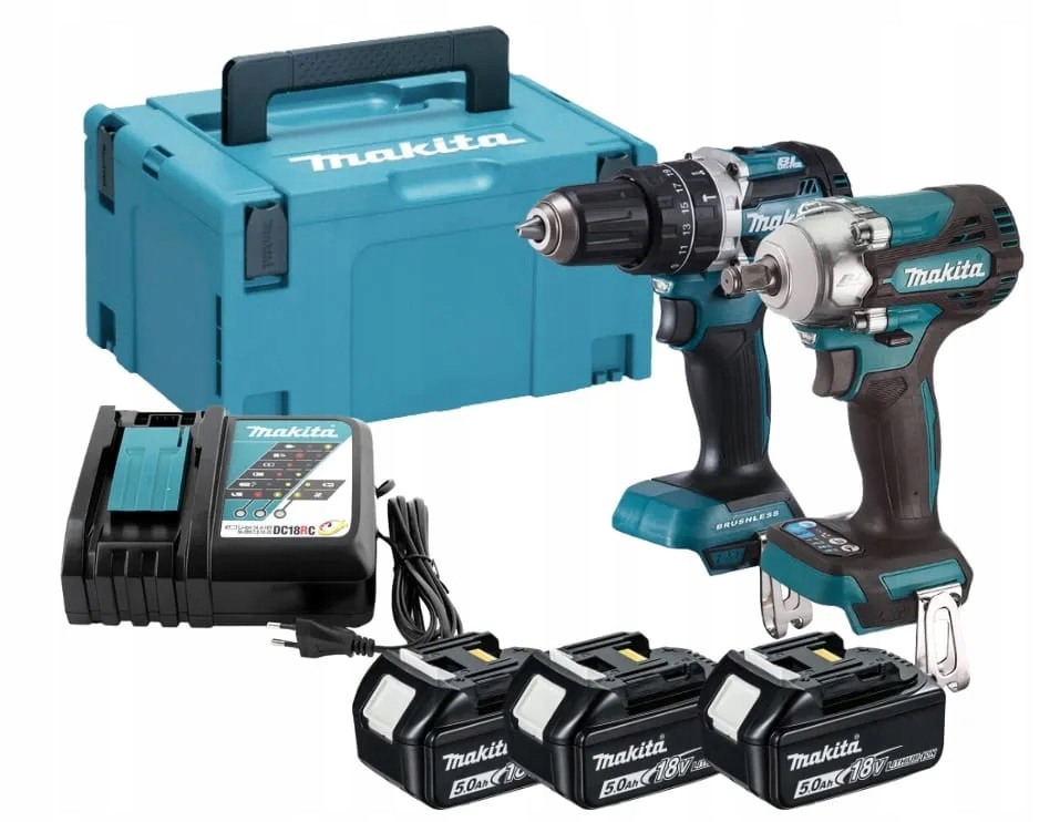 MAKITA ZESTAW NARZĘDZI WKRĘTARKA DHP484 KLUCZ UDAROWY DTW300 18V 3x5.0Ah Kod producenta DLX2359TJ1