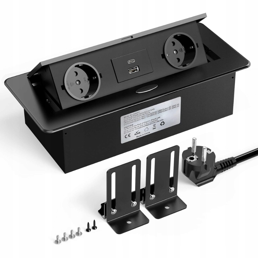 Ohuo Wysuwana listwa zasilająca 3 gniazda, Usb-c, 1.8 m