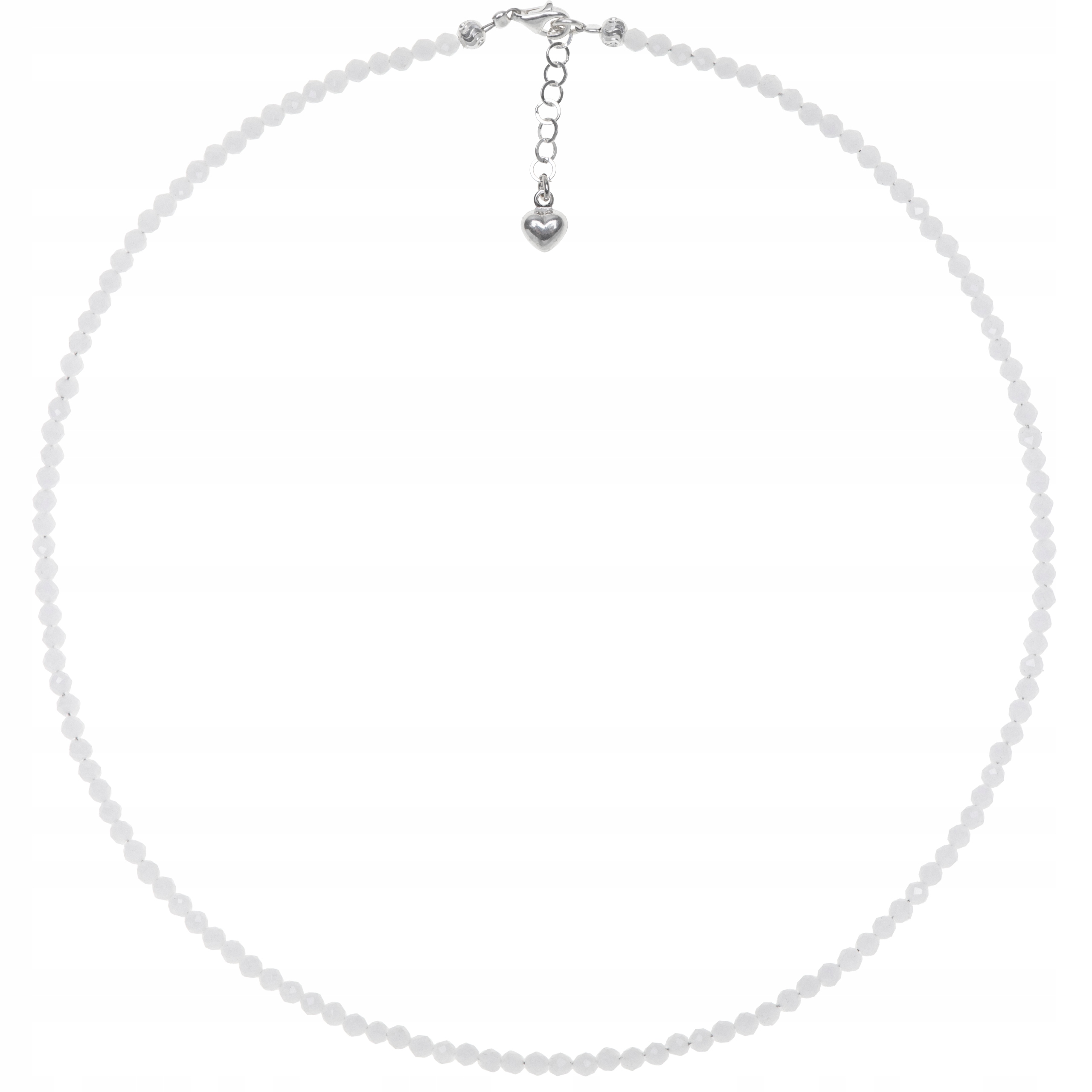 Stříbrný Jemný Náhrdelník Choker Srdce Kámen Korál Bílý Stříbro 925