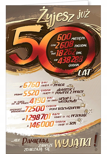 

Kartka urodzinowa na 50 urodziny z życzeniami ST3