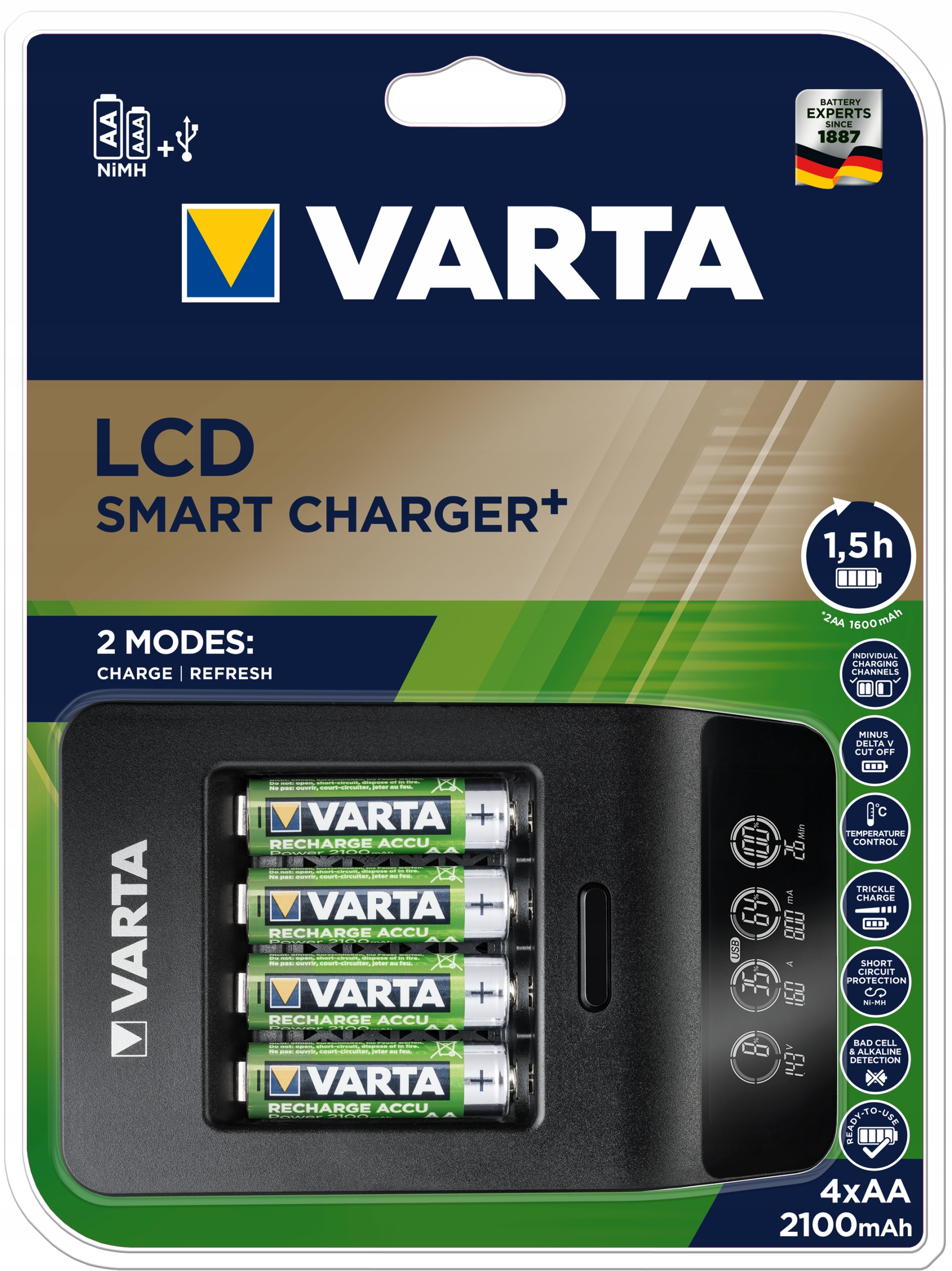 

Ładowarka LCD Smart Charger+ 4 x Aa 2100mAh Varta