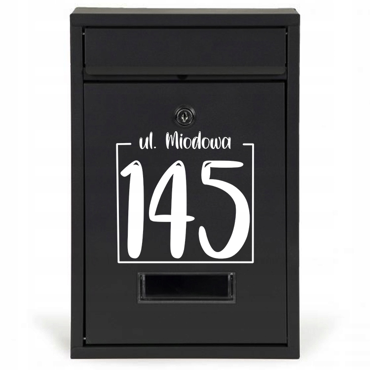 Černá Adresová Schránka na dopisy A4 Personalizovaná adresa na fasádu Vzor
